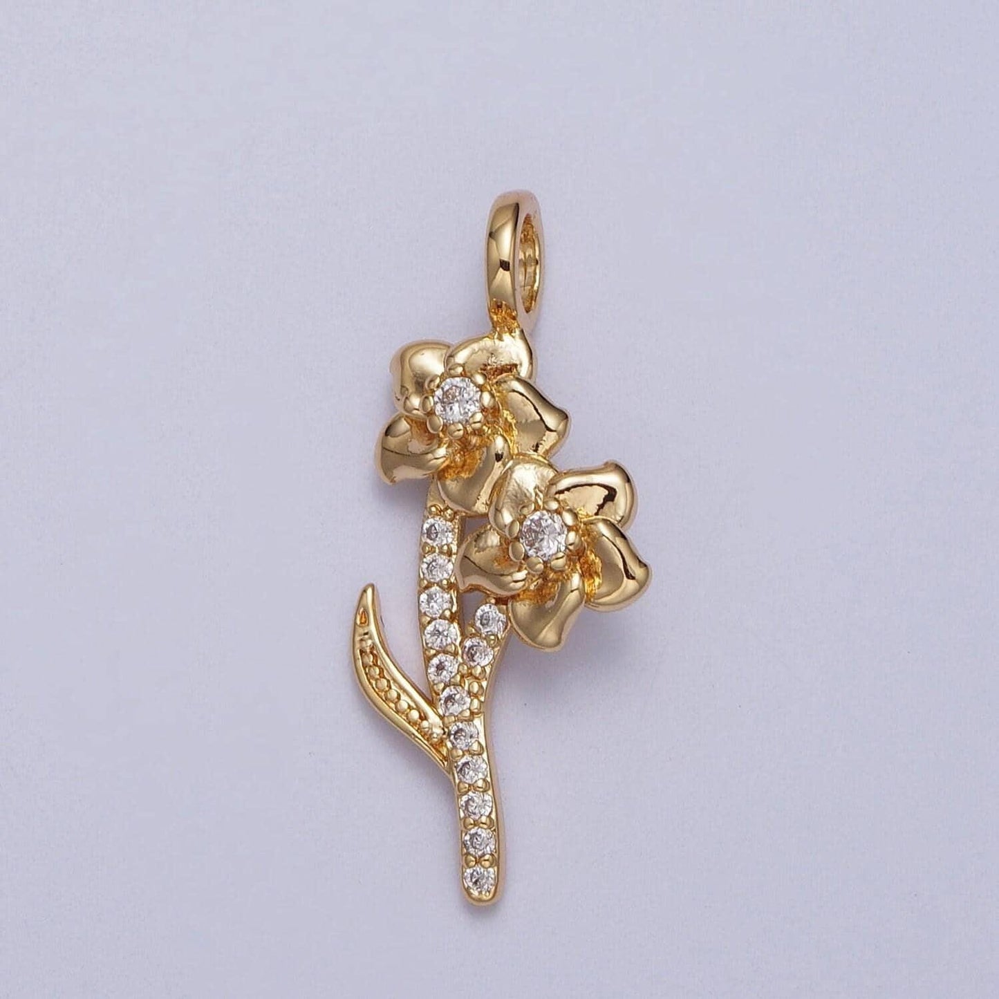 Gold birth flower charm, dainty floral charm, rose carnation violet flower charm for necklace bracelet jewelry making component
