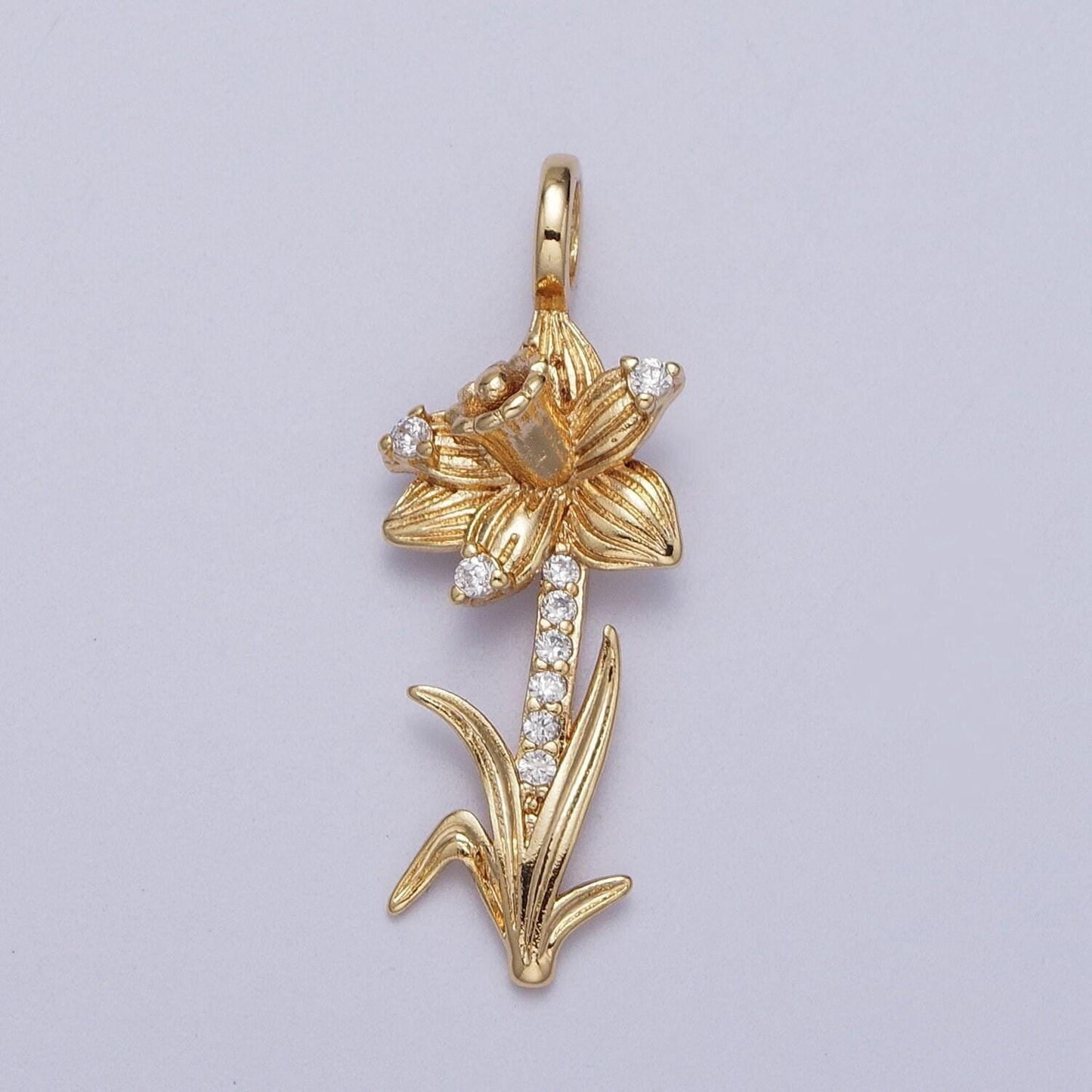 Gold birth flower charm, dainty floral charm, rose carnation violet flower charm for necklace bracelet jewelry making component