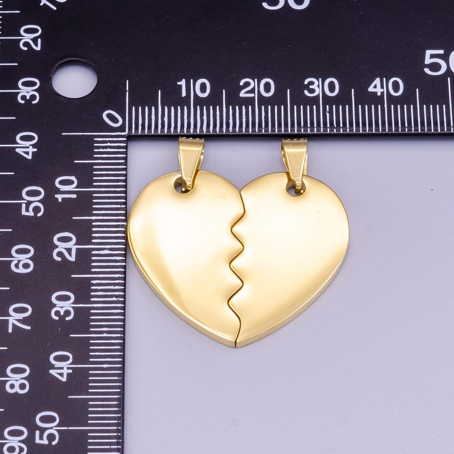 Gold broken heart charm pendant 1 set heart charm necklace stainless steel findings tarnish free jewelry for couple friendship p-1170