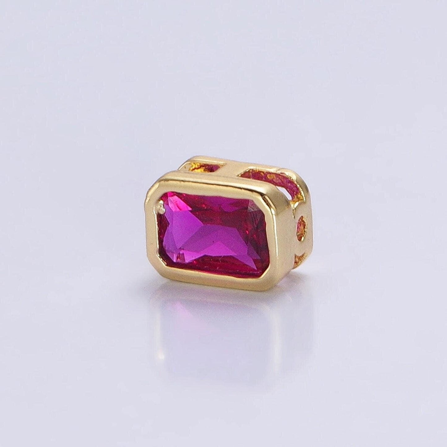 7x5mm gold plated dainty cz rectangle spacer bead, gold geometric spacer beads cz, small colorful spacers for bracelet necklace | b-435