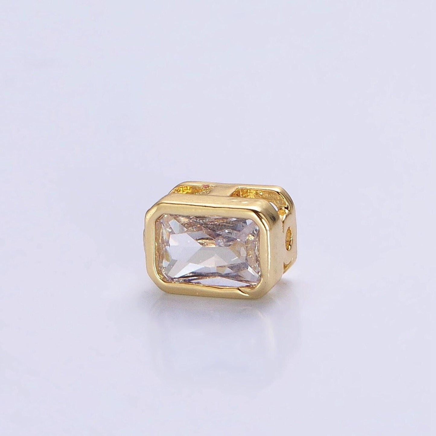 7x5mm gold plated dainty cz rectangle spacer bead, gold geometric spacer beads cz, small colorful spacers for bracelet necklace | b-435