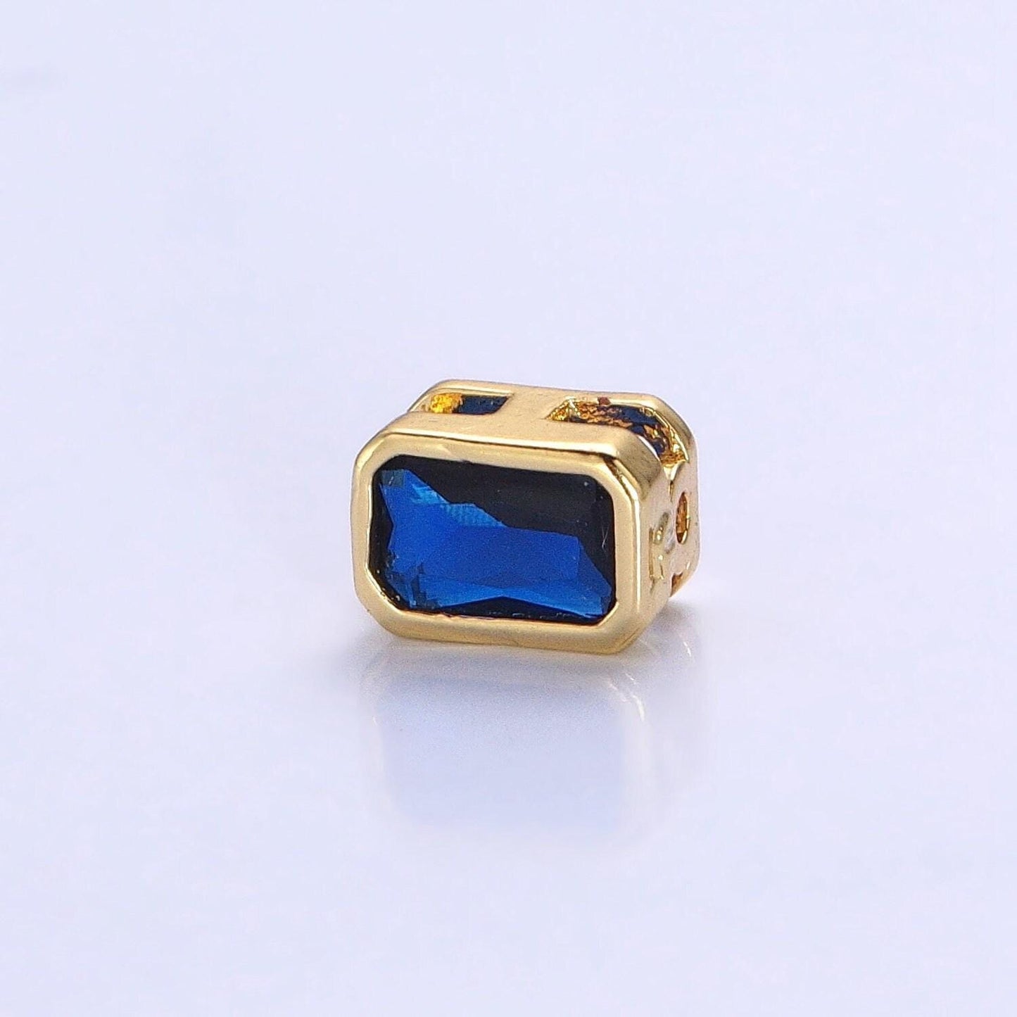 7x5mm gold plated dainty cz rectangle spacer bead, gold geometric spacer beads cz, small colorful spacers for bracelet necklace | b-435