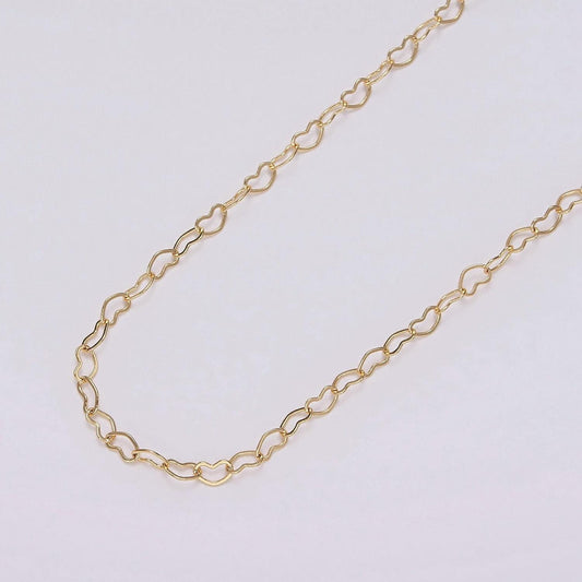 2.6mm heart chain  24k gold filled heart cable chain wholesale jewelry making unfinished chain by yard bracelet anklet necklace roll-1387