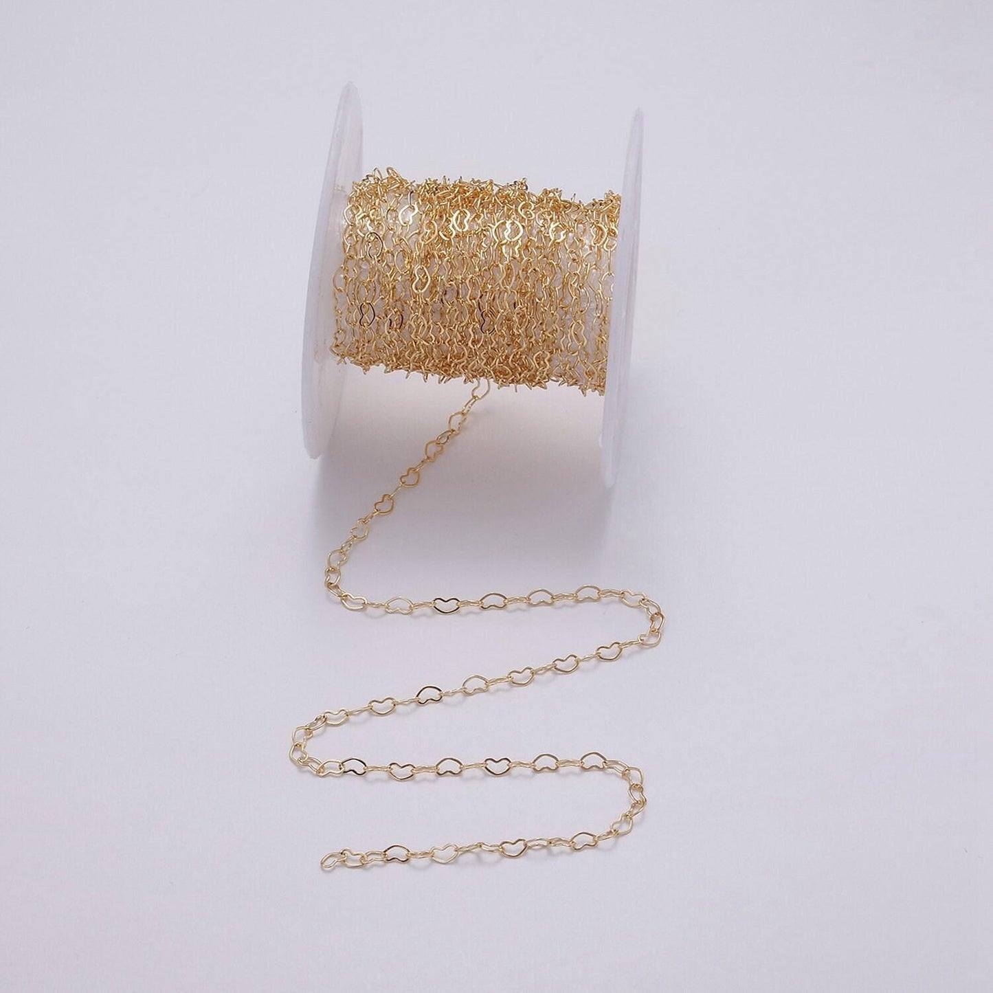 2.6mm heart chain  24k gold filled heart cable chain wholesale jewelry making unfinished chain by yard bracelet anklet necklace roll-1387