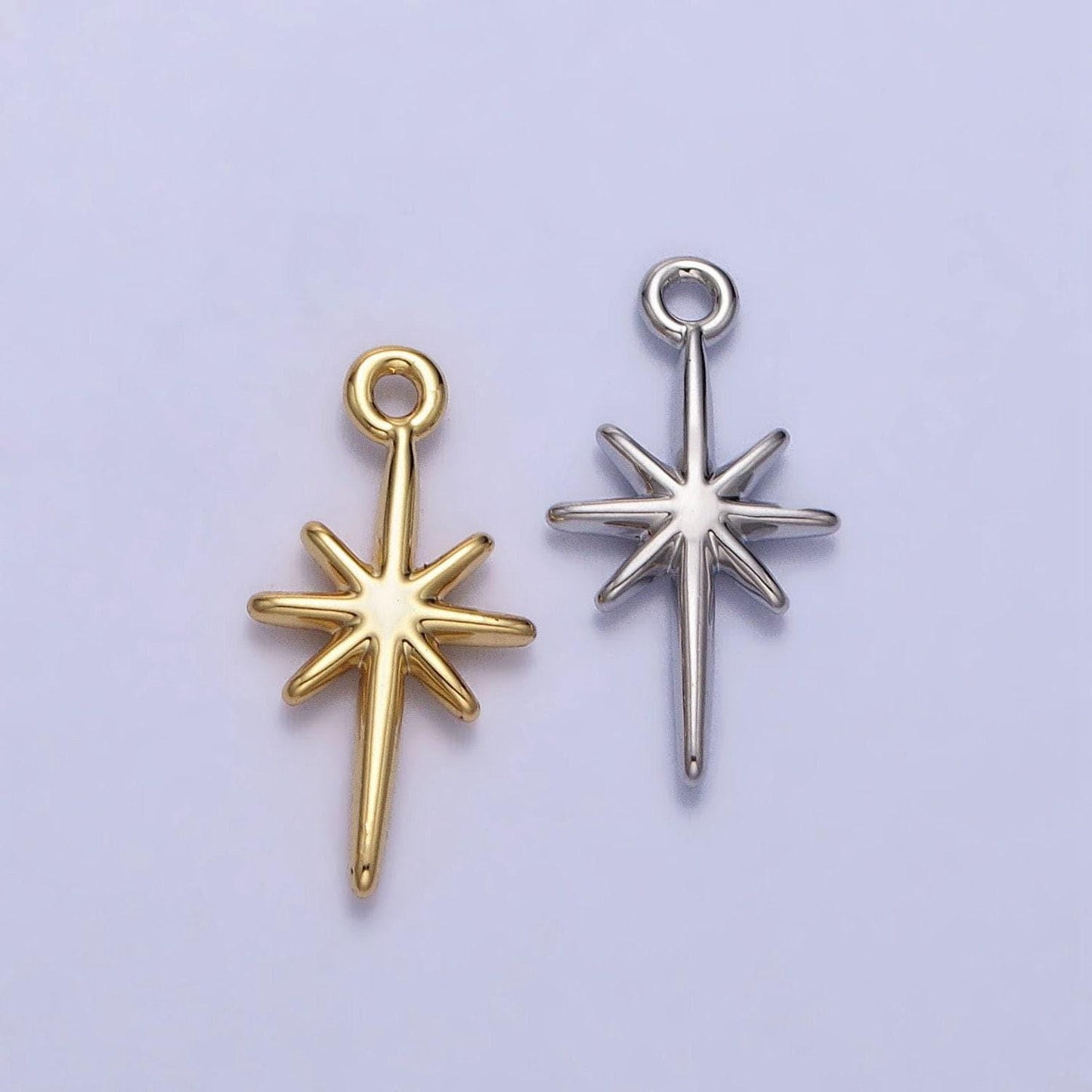 Mini gold filled north star charm necklace, bethlehem star pendant in silver celestial jewelry making supply ac333