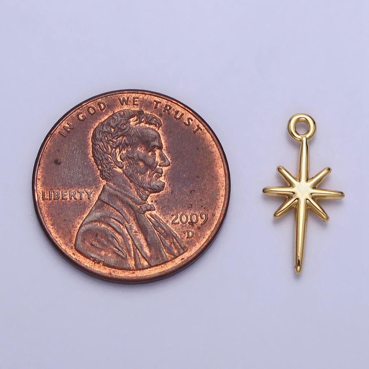 Mini gold filled north star charm necklace, bethlehem star pendant in silver celestial jewelry making supply ac333