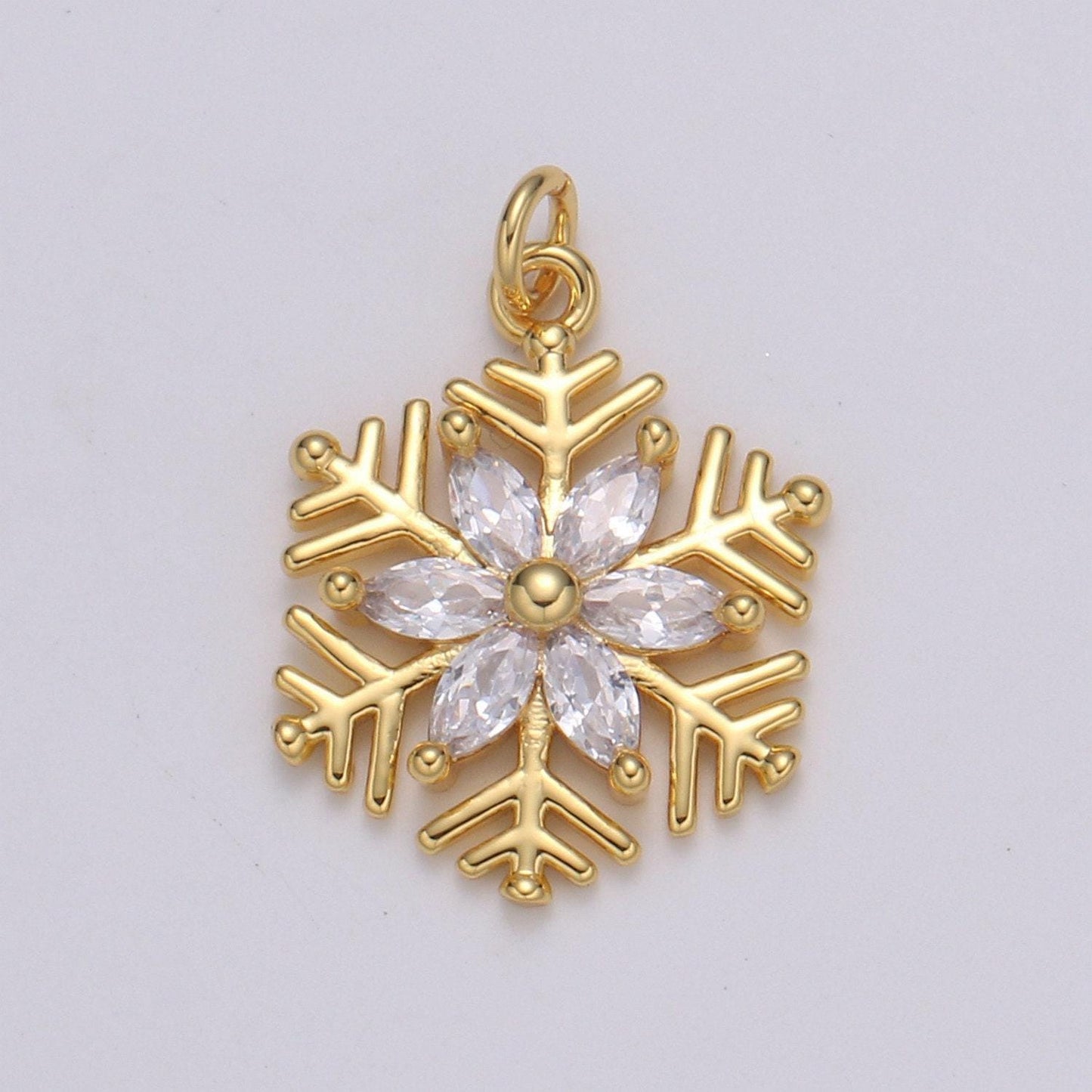 1pc gold micro pave cz snowflake pendant charm, silver snowflake pendant charm for holiday gift christmas jewelry, flower charm e-209, e210