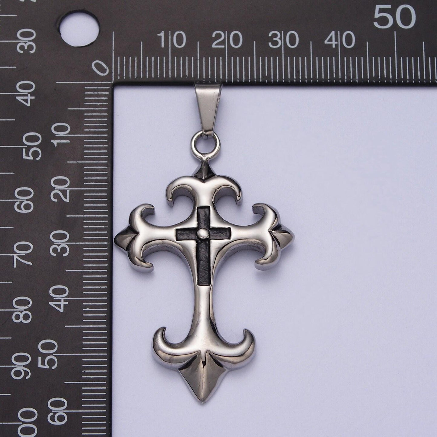 Hard cross necklace, men silver cross pendant for statement jewelry stainless steel cross gifts for men necklace component j-428