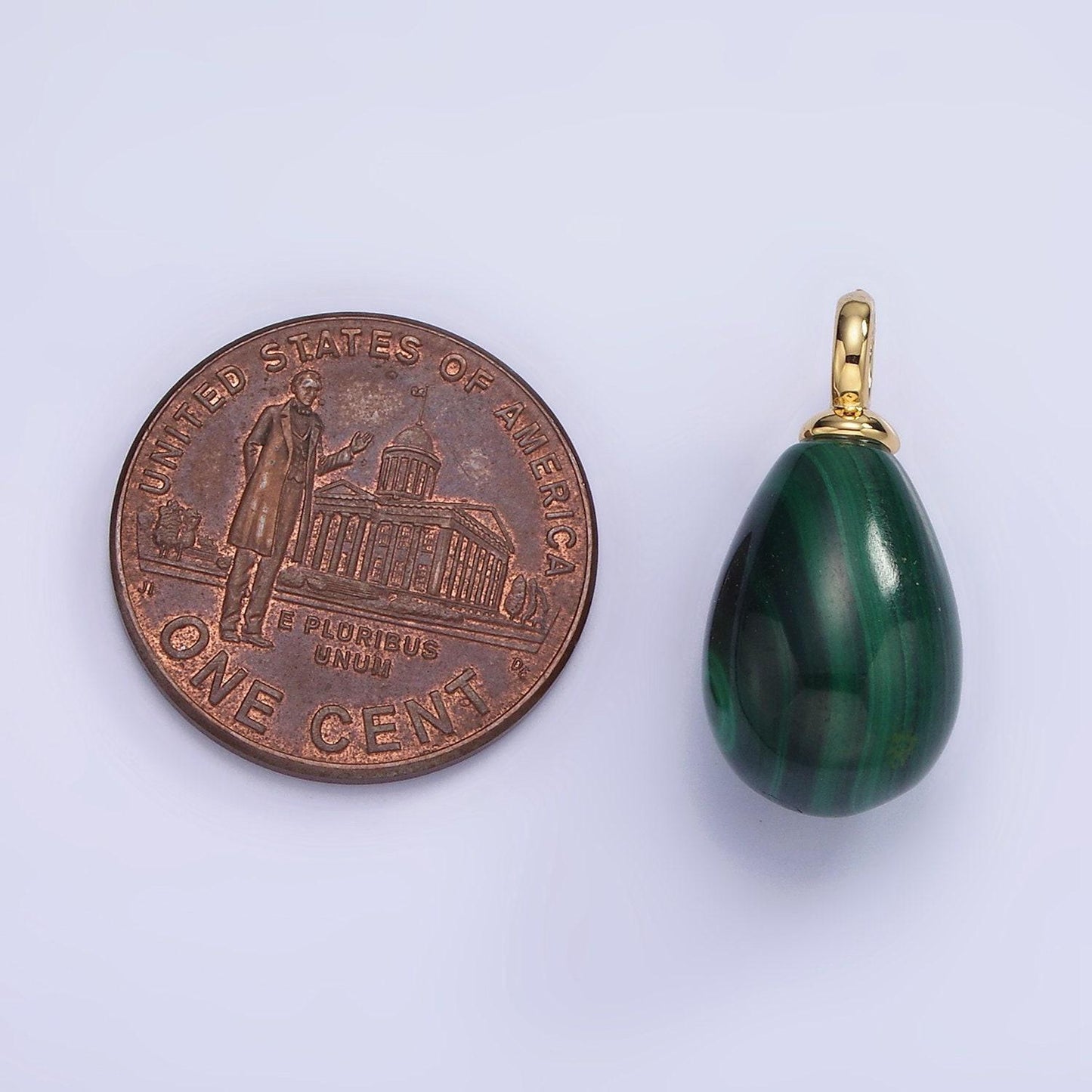 14k gold filled green malachite teardrop micro paved pendant | ag-623