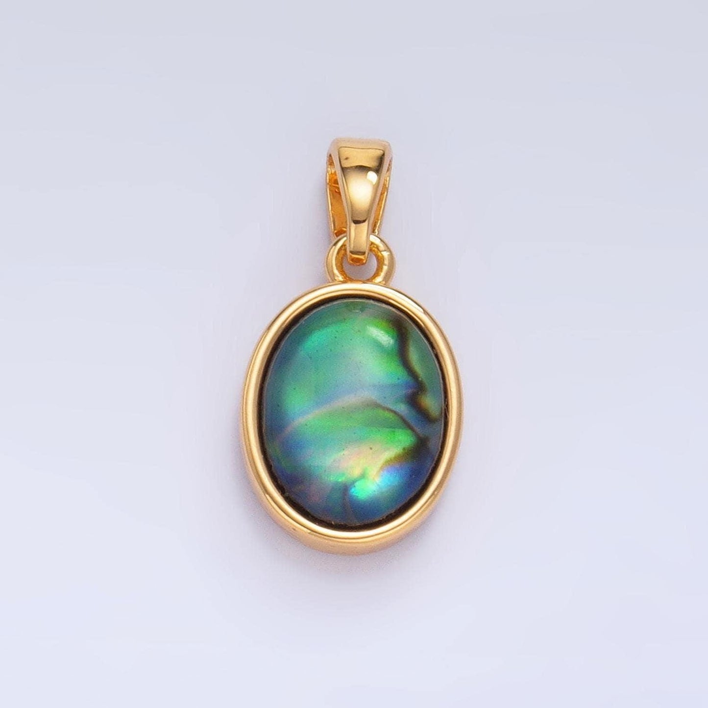 Oval abalone 24k gold filled gemstone pendant | aa-1019