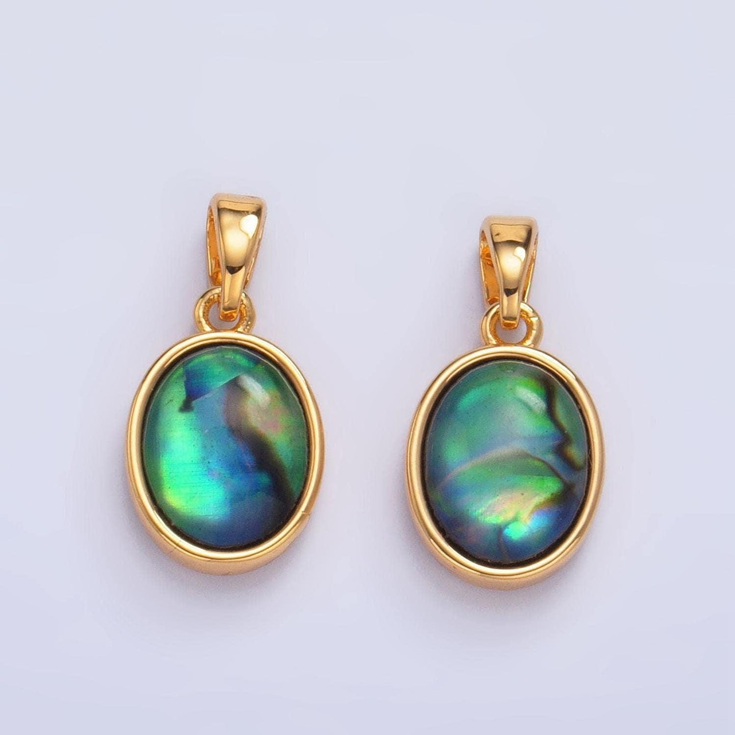 Oval abalone 24k gold filled gemstone pendant | aa-1019