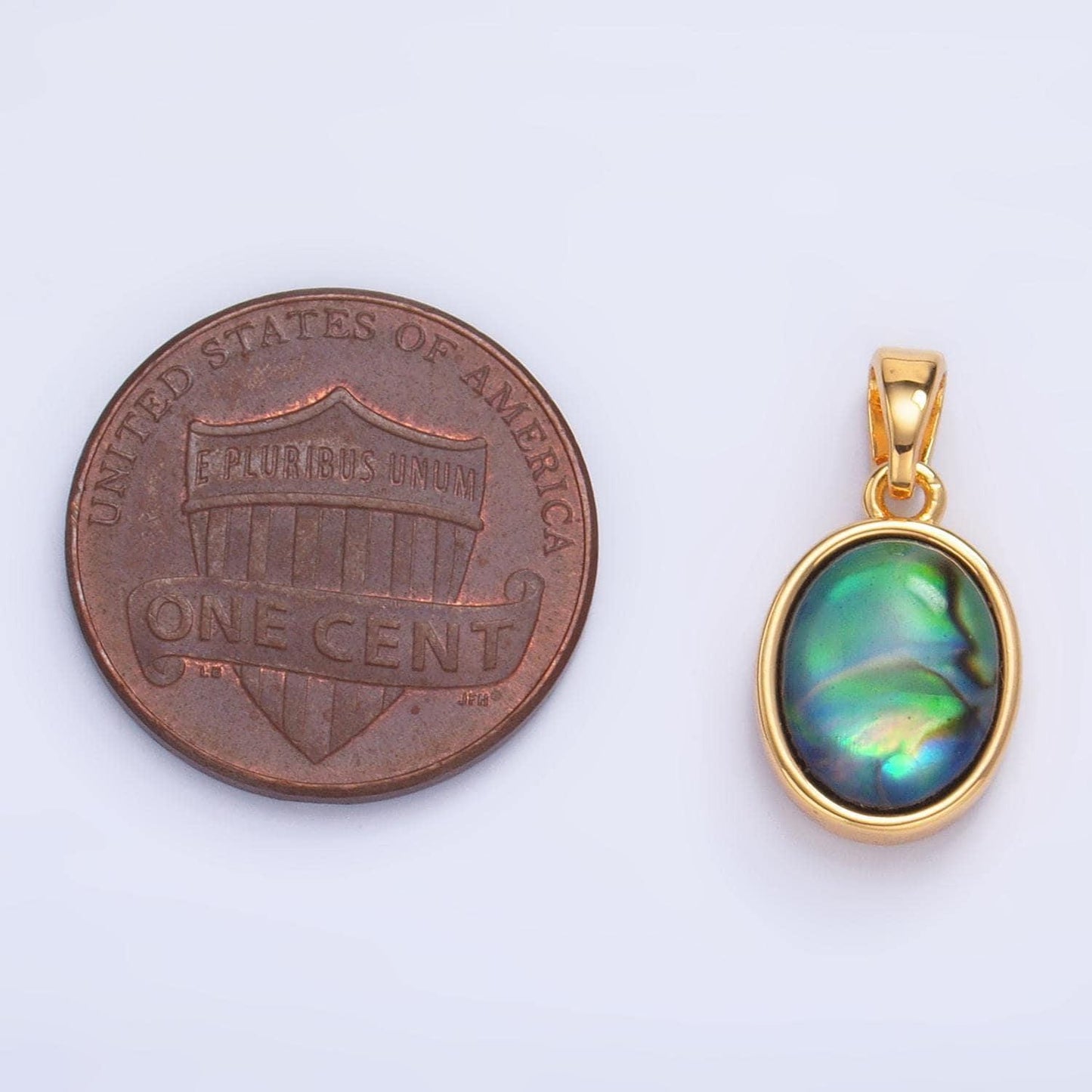 Oval abalone 24k gold filled gemstone pendant | aa-1019