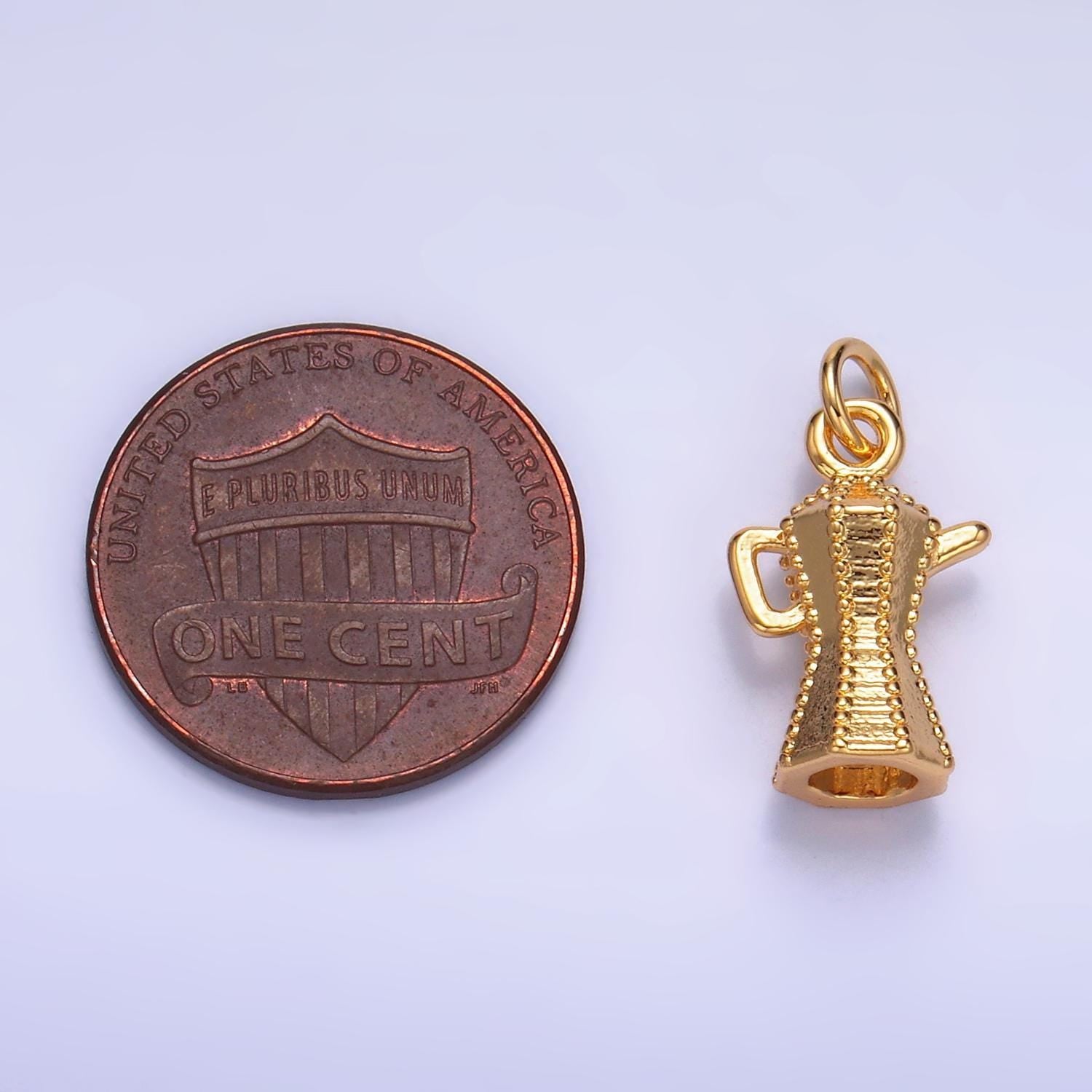 24k gold filled dainty french press italian expresso pot maker pendant barista gift idea coffee lovers charm foodie charm w318