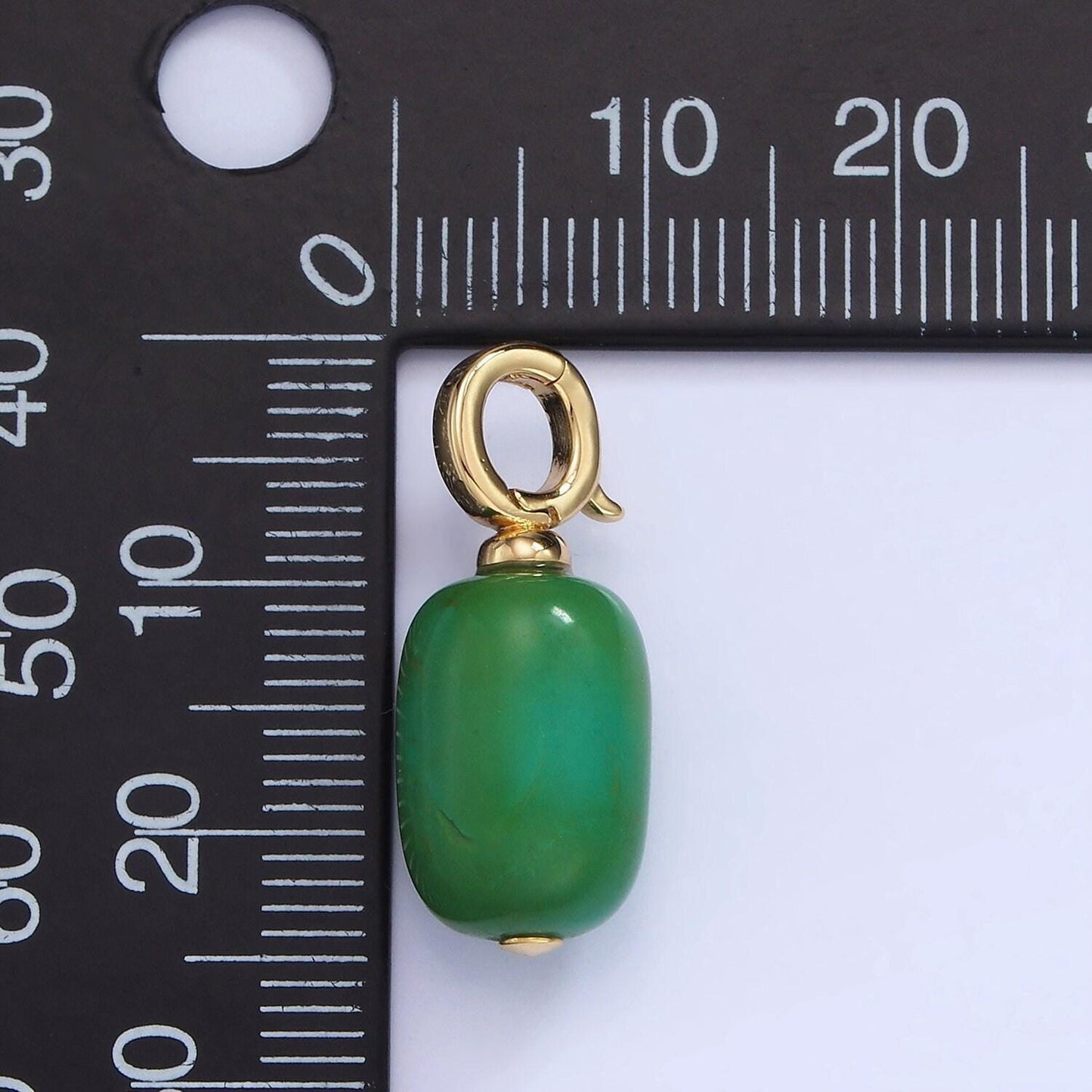 Dainty green jade tube cylinder beads pendant with open bail charm for necklace charm aa-1199