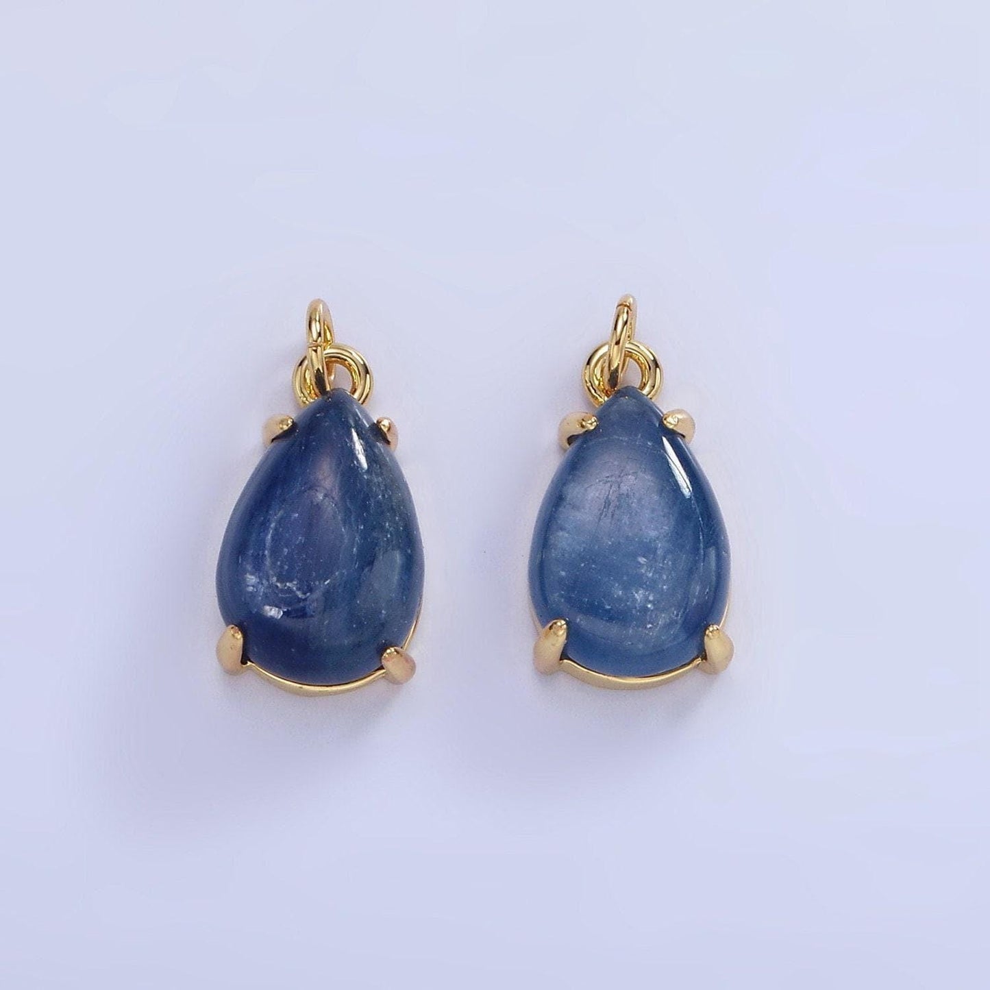 14k gold filled 15mm blue kyanite gemstone teardrop charm | ag-751