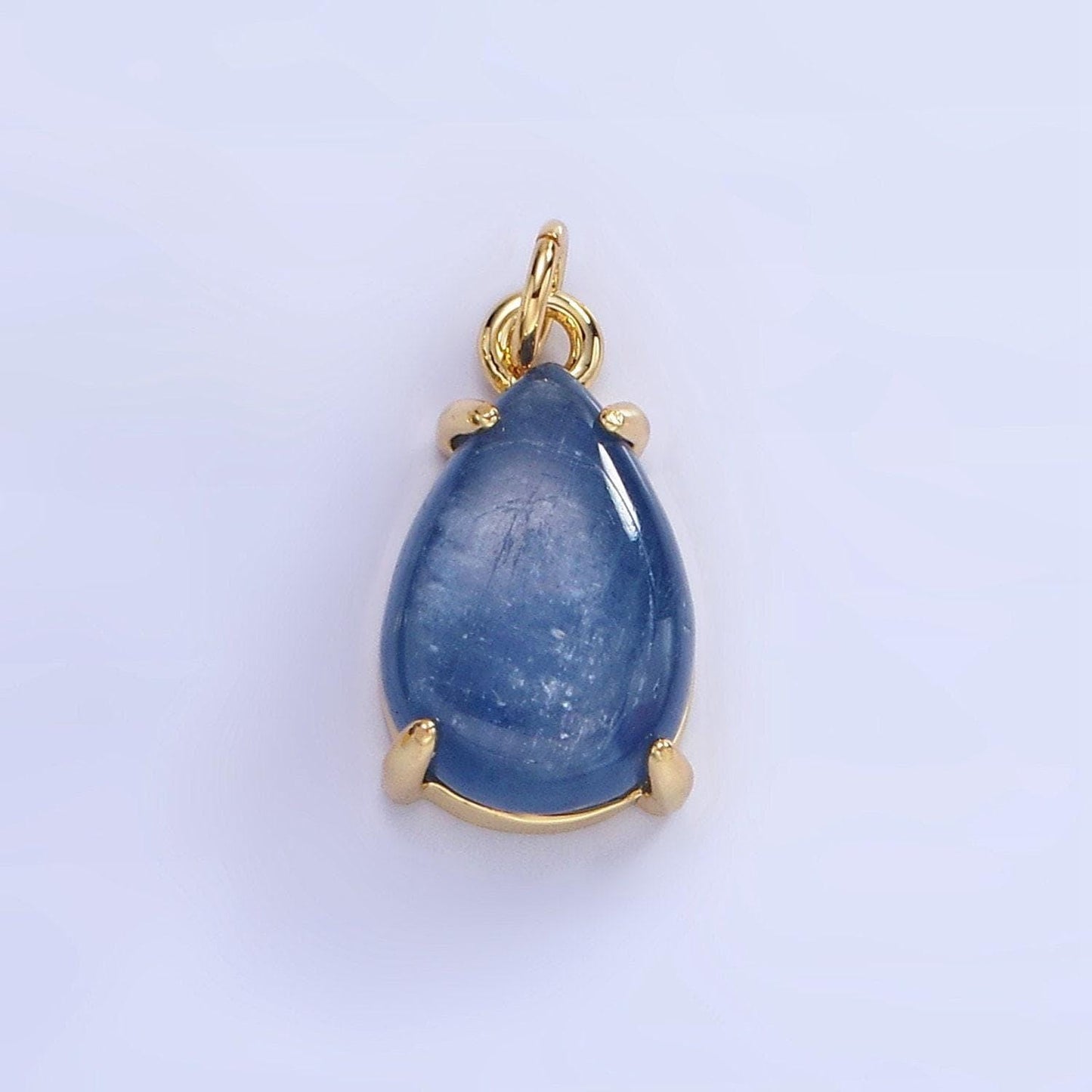 14k gold filled 15mm blue kyanite gemstone teardrop charm | ag-751