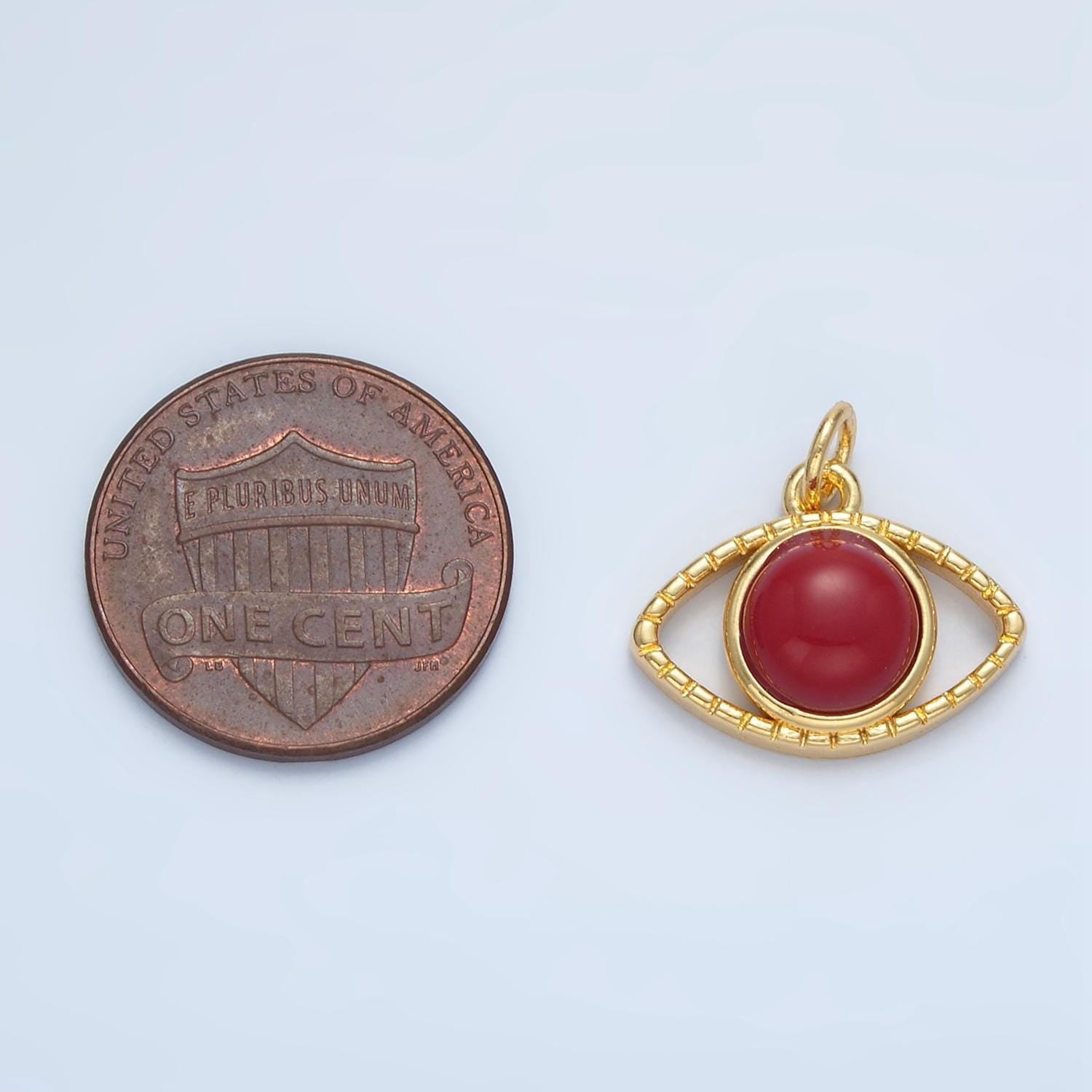 24k gold filled evil eye pendant carnelian eye charm cabochon medallion pendant x593