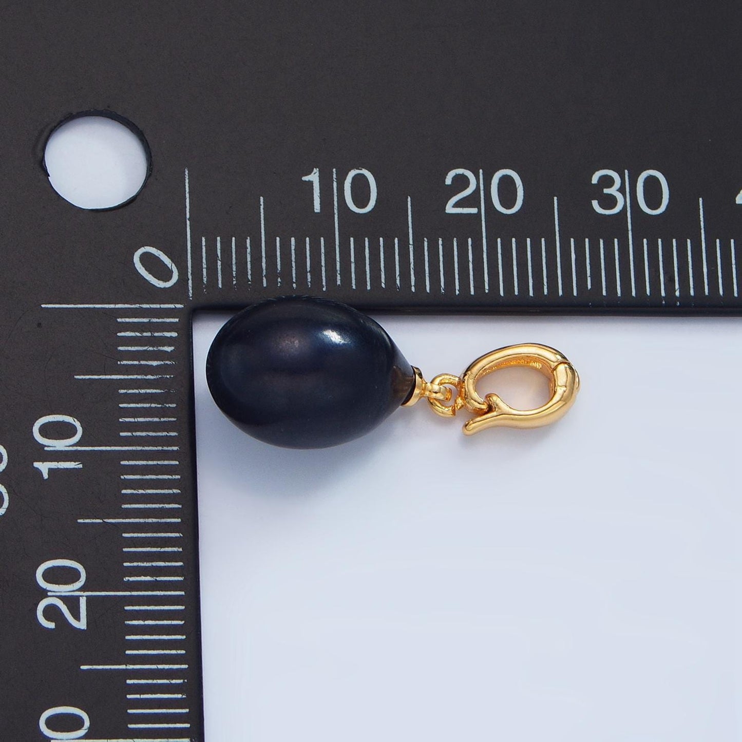 Black pearl charm in gold filled 24k gold filled tear drop pearl charm with enhanced bail for necklace supply p1870