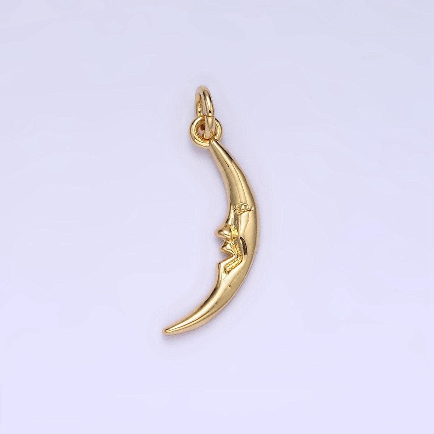 14k gold filled dainty moon with a face | ag-637