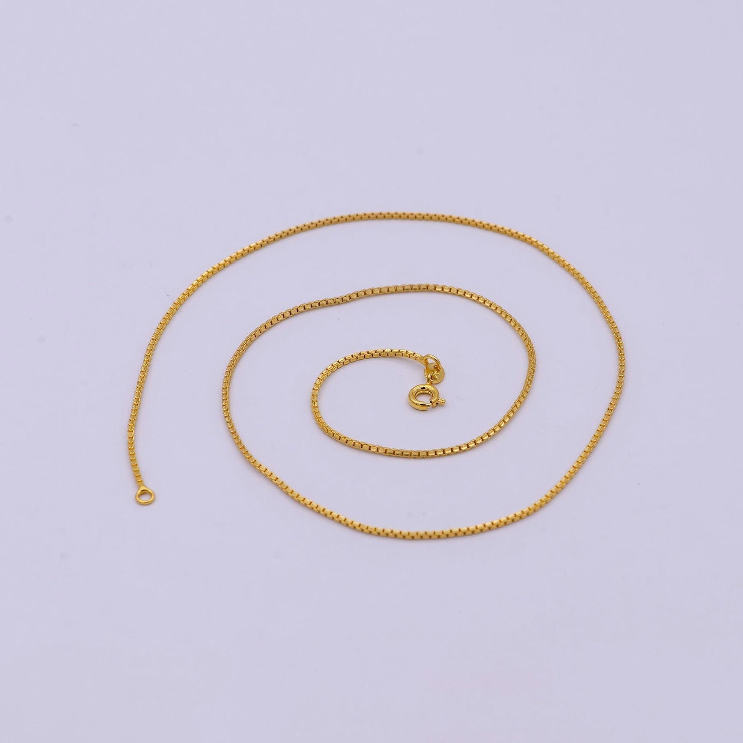 24k gold filled box chain necklace, 18 inch, 1 mm gold chain, box link chain for women men | wa-530