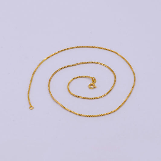 24k gold filled box chain necklace, 18 inch, 1 mm gold chain, box link chain for women men | wa-530