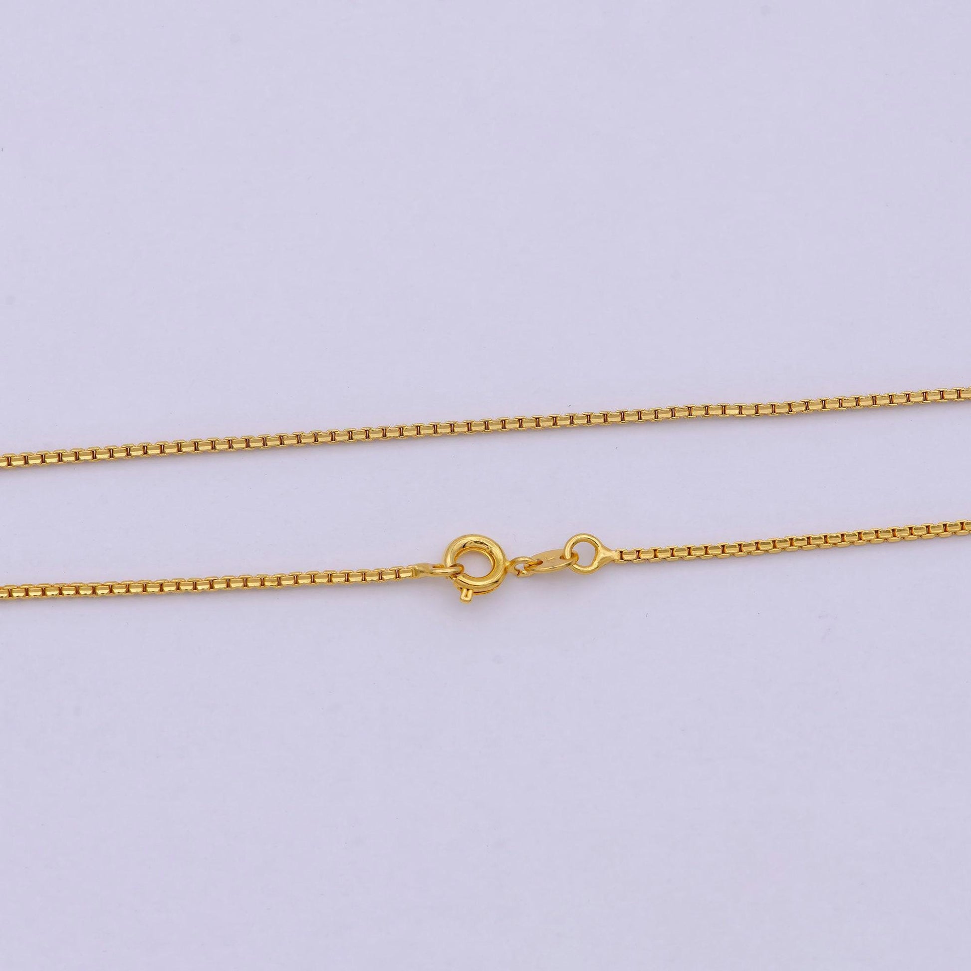 24k gold filled box chain necklace, 18 inch, 1 mm gold chain, box link chain for women men | wa-530
