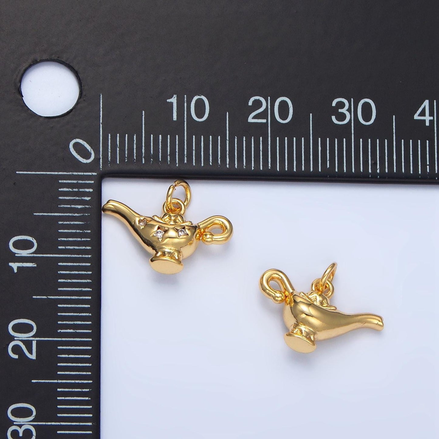 Mini 24k gold filled magical genie lamp cz micro paved charm aladdin lamp charm | x-893