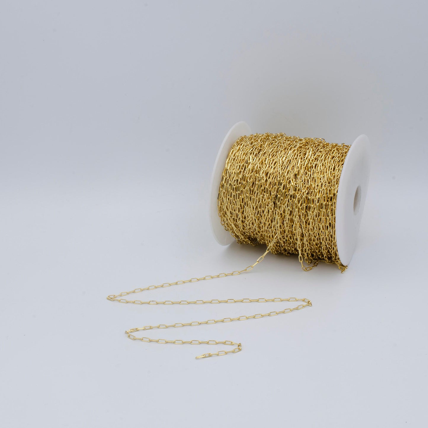 Gold dainty paperclip rolo cable chain by yard, rolo gold cable rolo chain by yard, thicknest 0.3mm, roll- 470