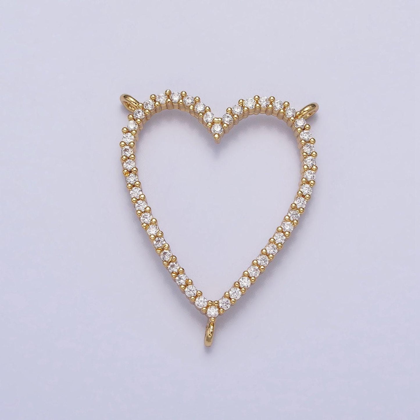 Gold filled open heart centerpiece cubic medal love centerpiece link connector cor necklace component y-785
