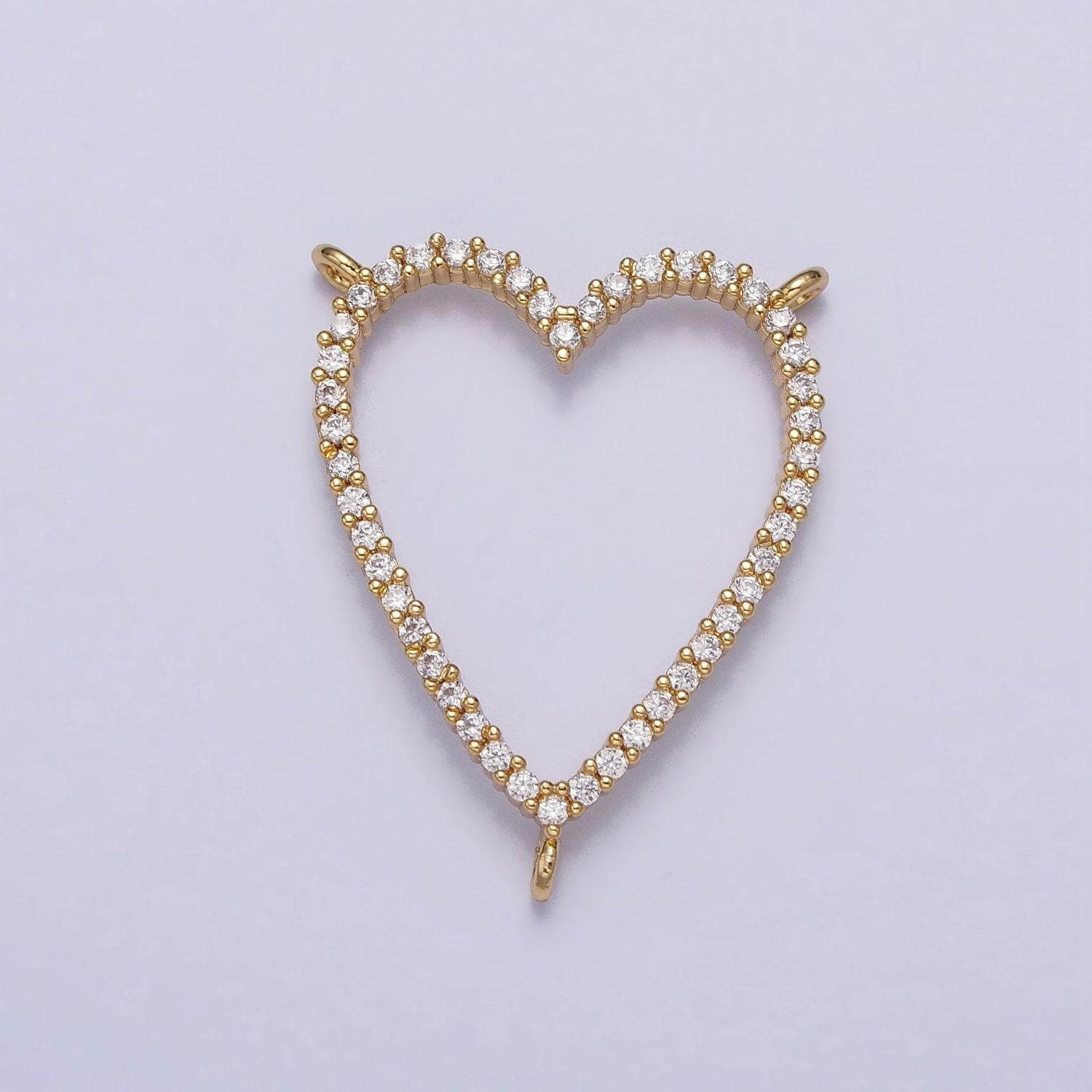 Gold filled open heart centerpiece cubic medal love centerpiece link connector cor necklace component y-785