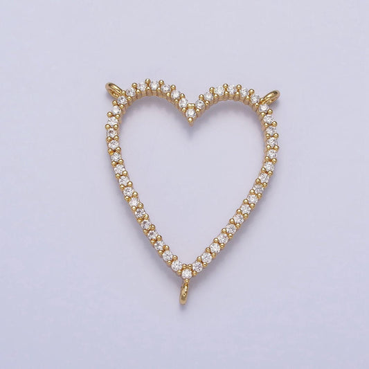 Gold filled open heart centerpiece cubic medal love centerpiece link connector cor necklace component y-785