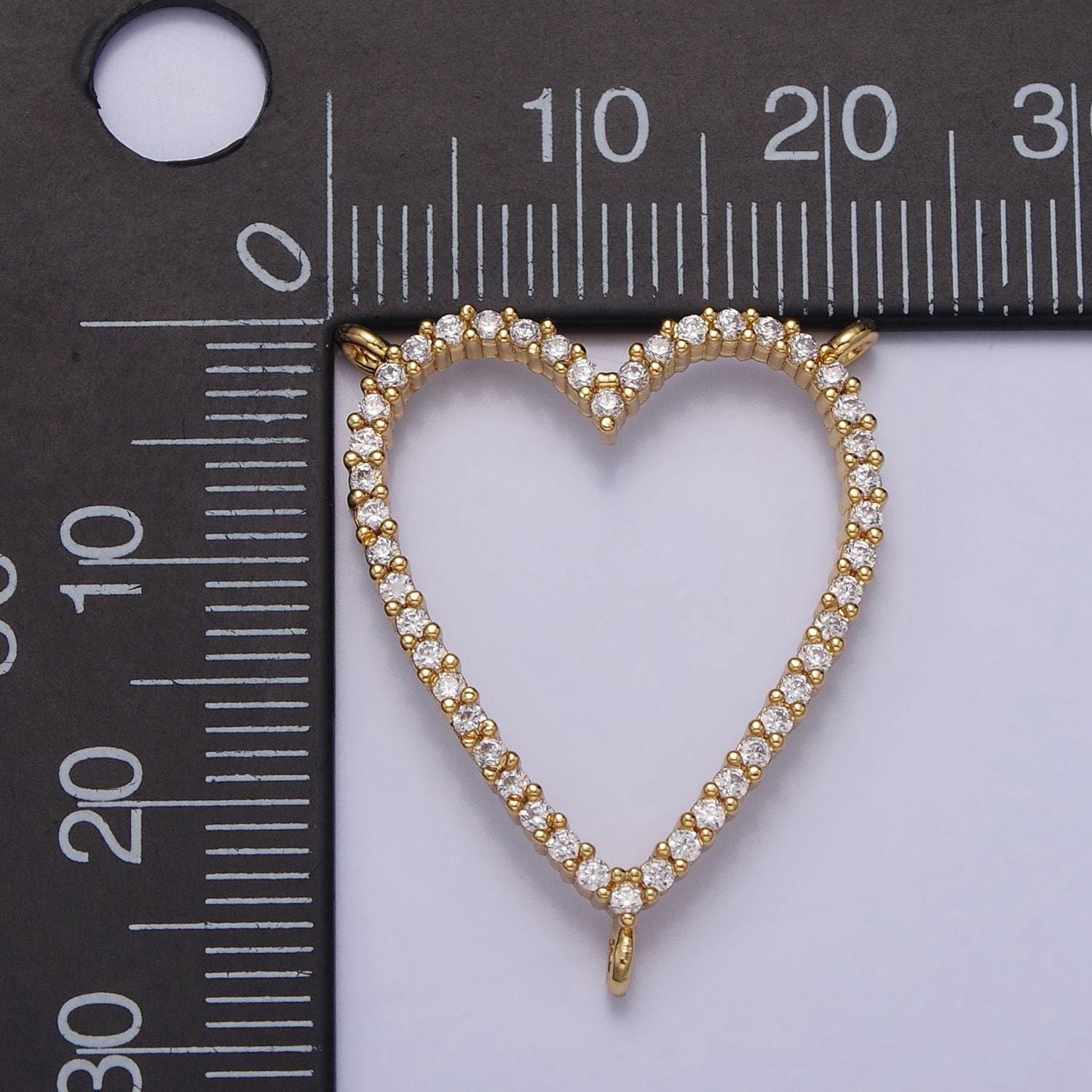 Gold filled open heart centerpiece cubic medal love centerpiece link connector cor necklace component y-785
