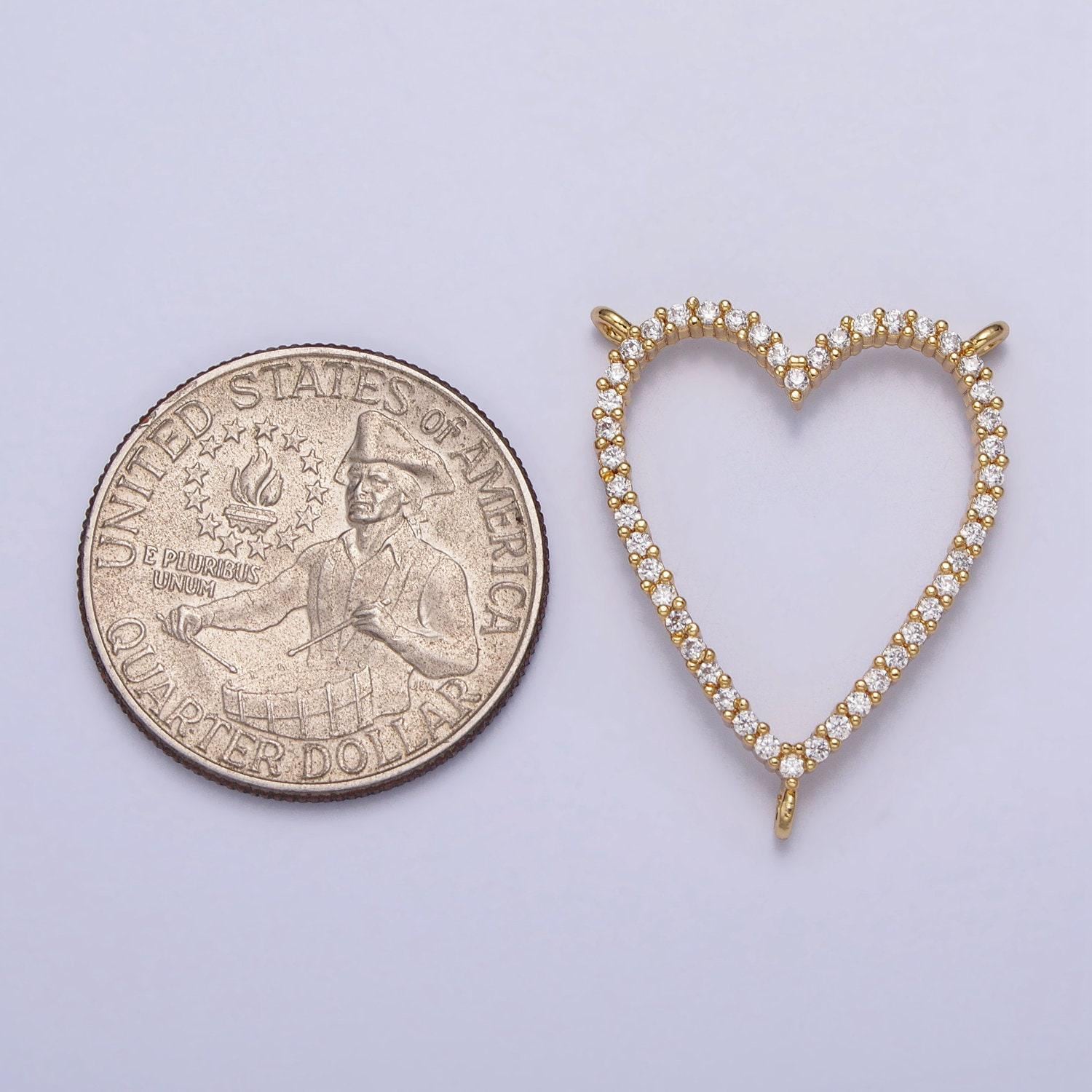 Gold filled open heart centerpiece cubic medal love centerpiece link connector cor necklace component y-785