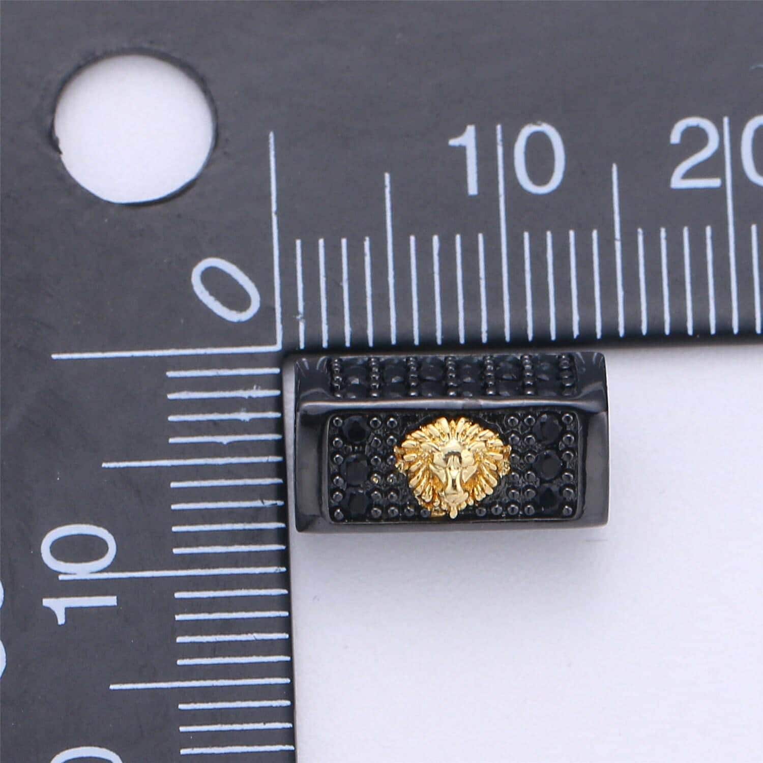 Tiger bead cuboid tube spacer bead metal pave black cz long bar slider charm for men women jewelry making supplies