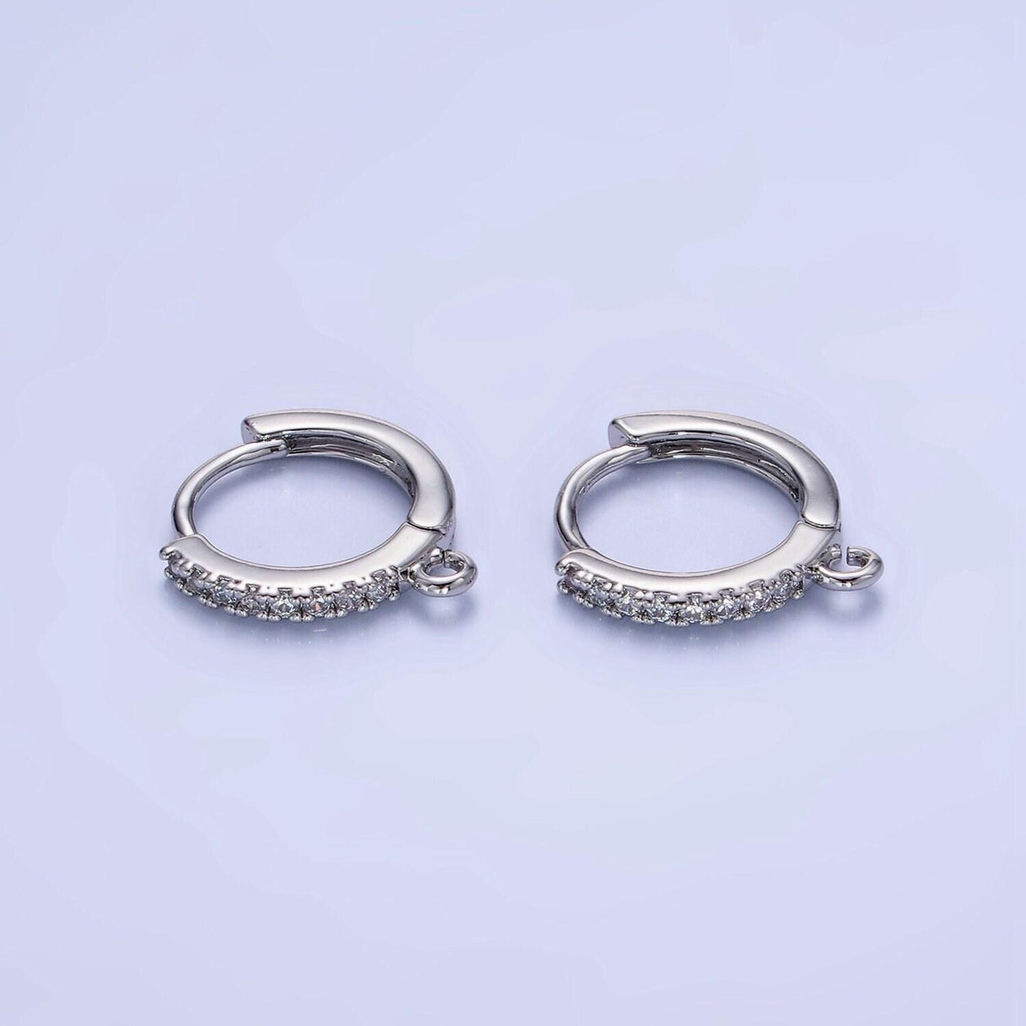 14k gold filled 15mm micro paved huggie earring findings in gold & silver | z-745 z-746