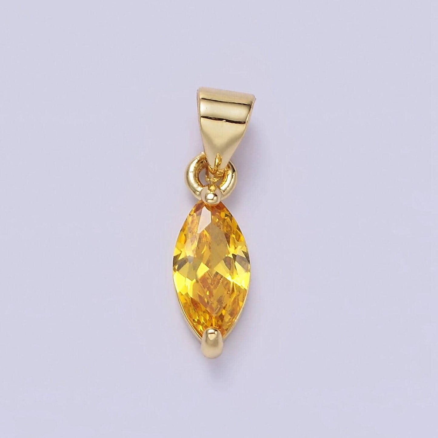 Dainty gold birthstone charm, marquis crystal channel bracelet charm, personalized jewelry, necklace charm diy jewelry component aa-666
