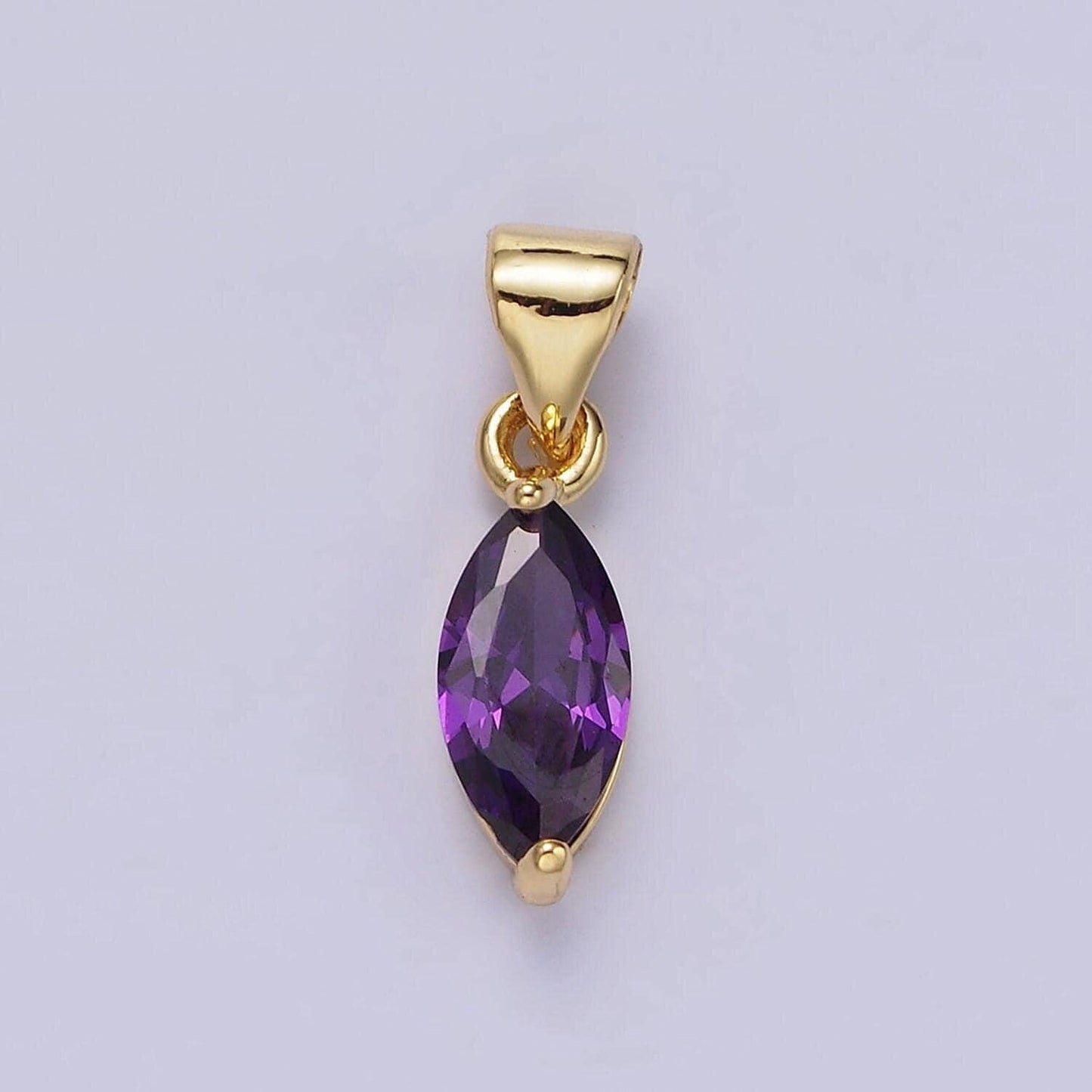Dainty gold birthstone charm, marquis crystal channel bracelet charm, personalized jewelry, necklace charm diy jewelry component aa-666