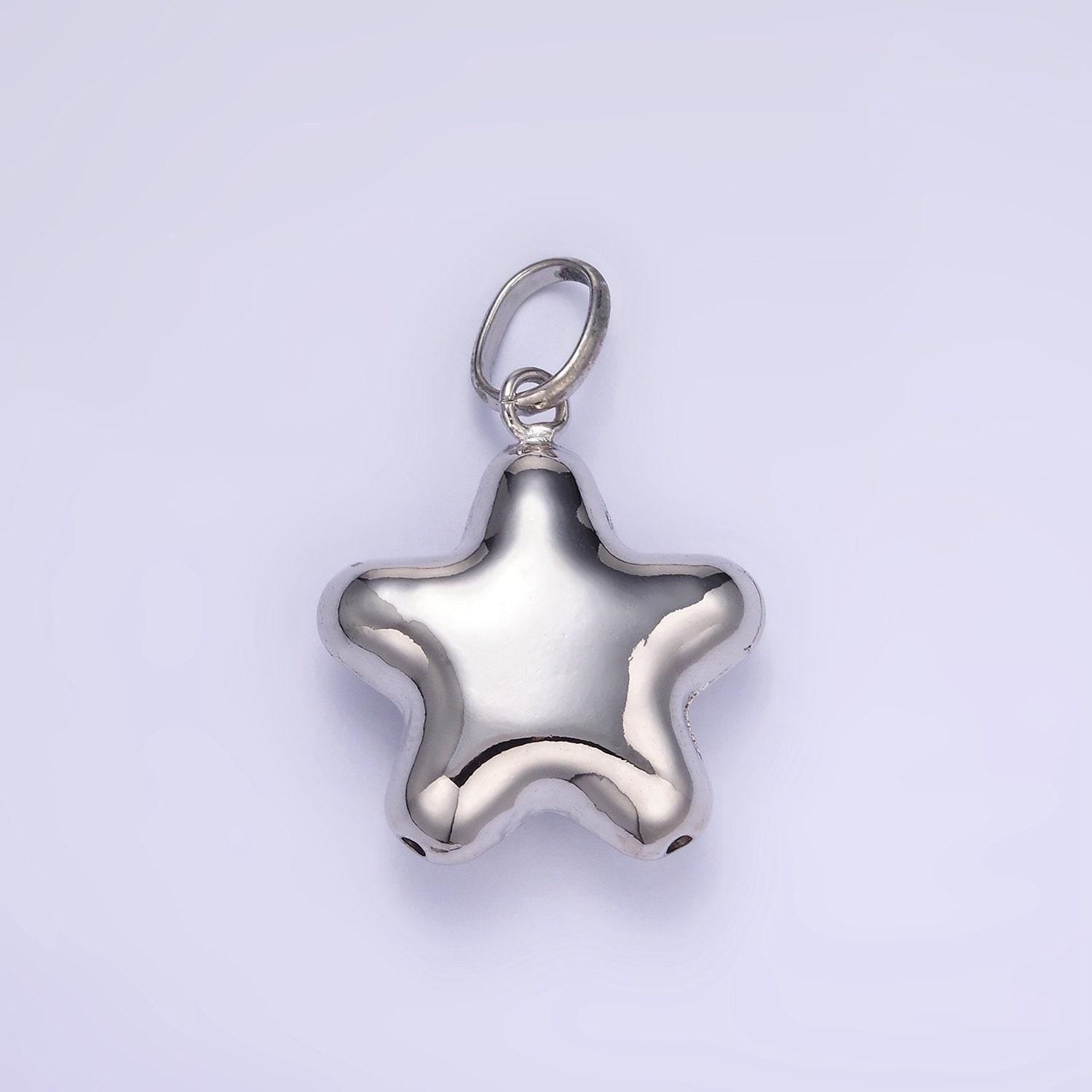 Chunky puffy star balloon charm 14k gold filled celestial bubble pendant for necklace component | aa-1315