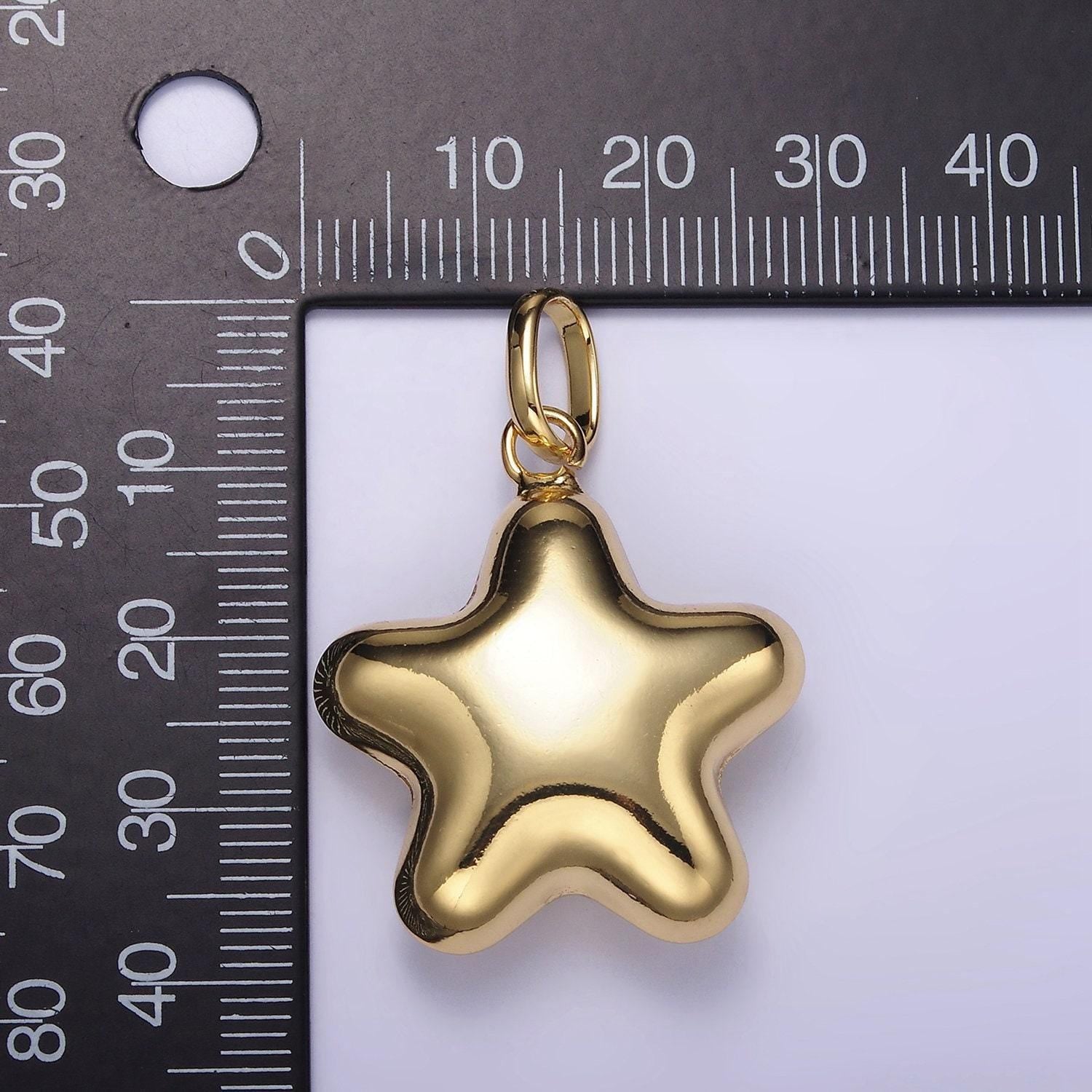 Chunky puffy star balloon charm 14k gold filled celestial bubble pendant for necklace component | aa-1315
