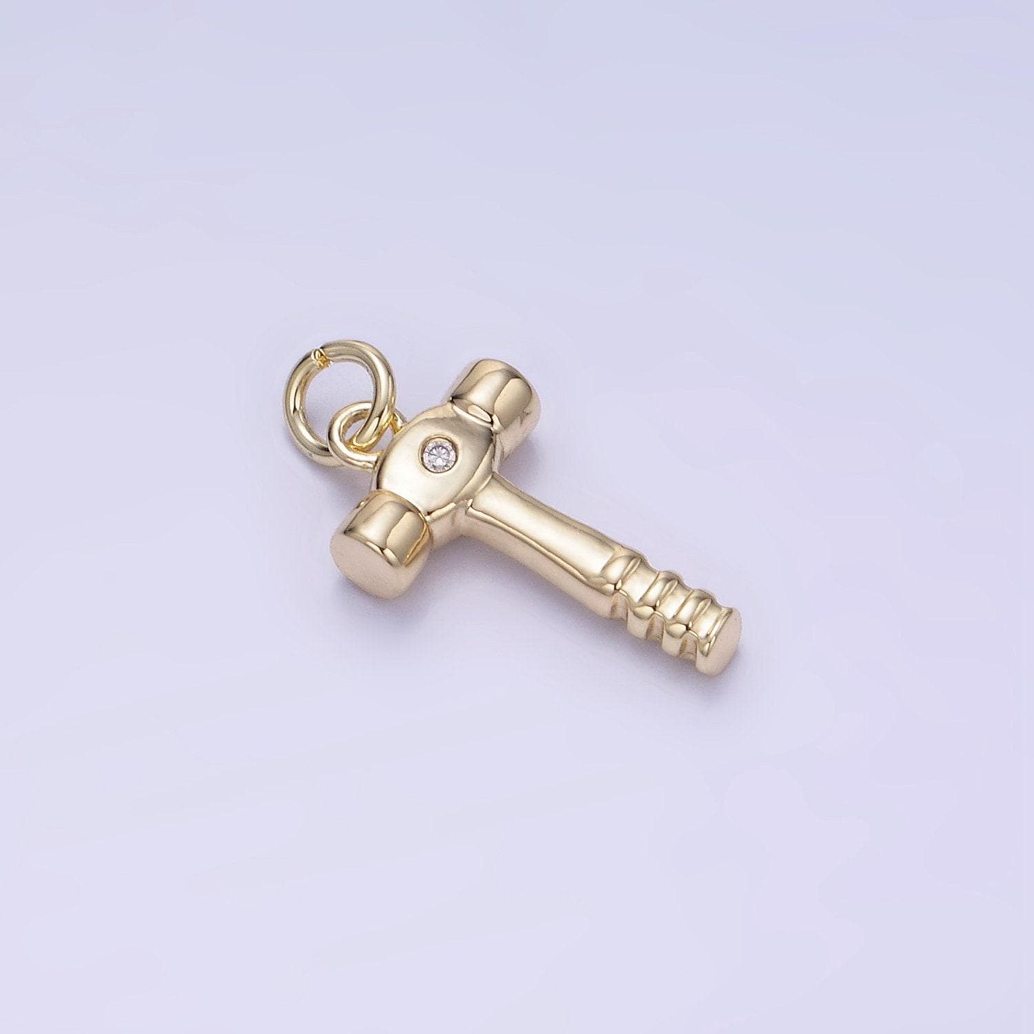Mini gold hammer charm spanner pendant gold mechanic charm cool charm w560
