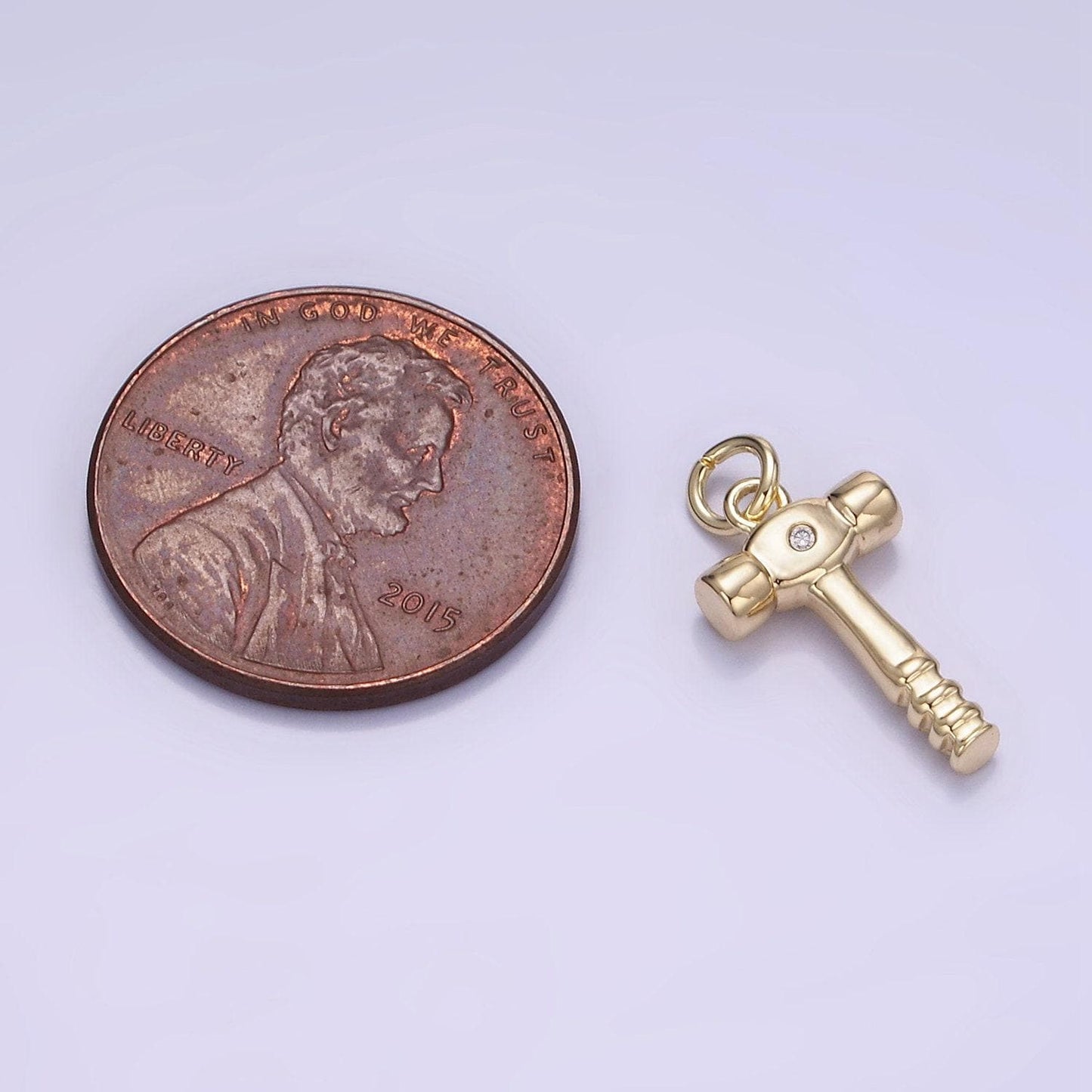 Mini gold hammer charm spanner pendant gold mechanic charm cool charm w560