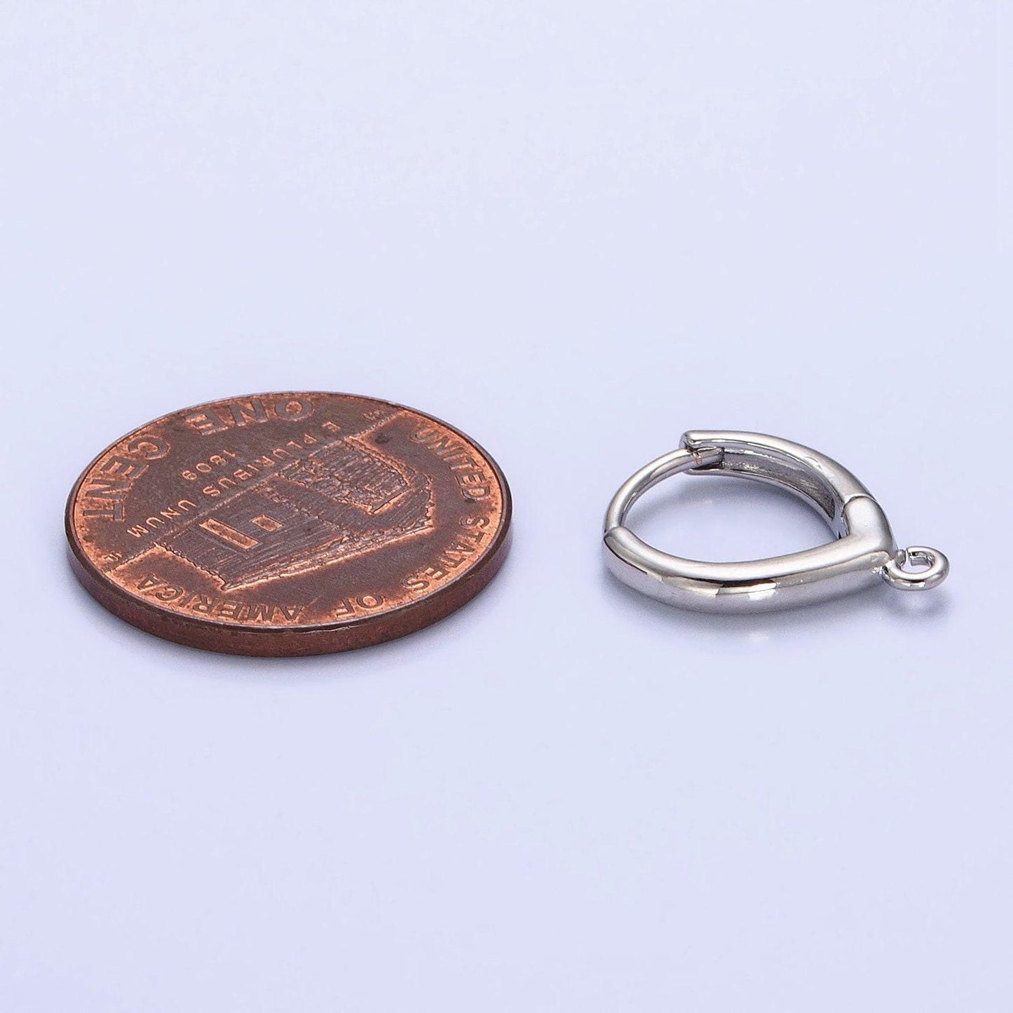 24k gold plated teardrop-shaped hoop huggie w/ open link lever hoop earring making, 15.1mmx12.0mm, earring charm making findings | l-814
