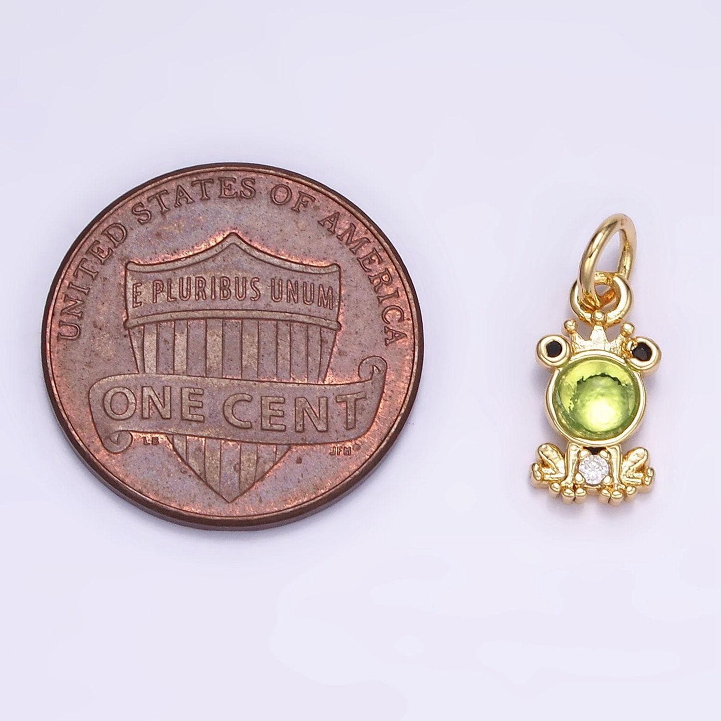 18k gold filled green micro pave cz cute frog pendant charm, micro pave cz pendant charm animal charm m125