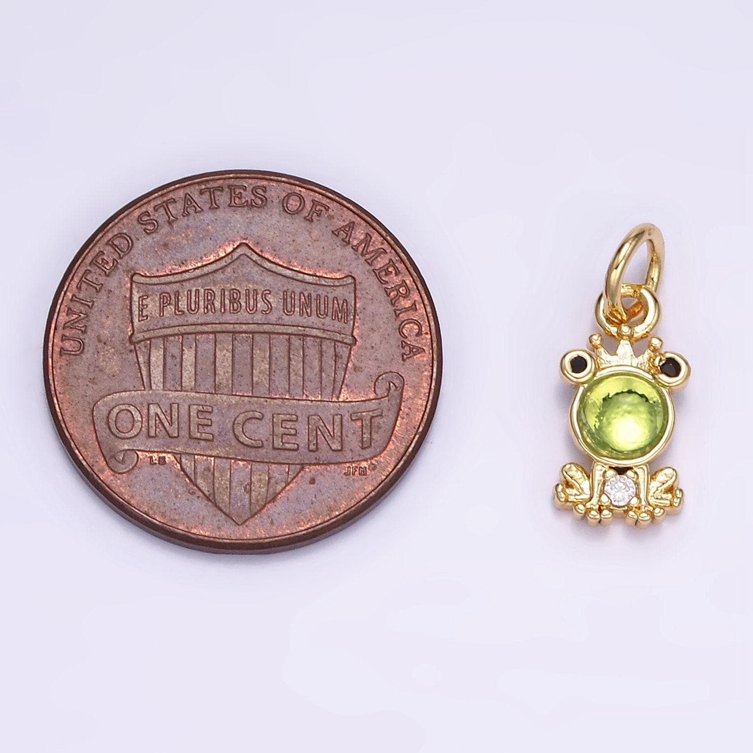 18k gold filled green micro pave cz cute frog pendant charm, micro pave cz pendant charm animal charm m125