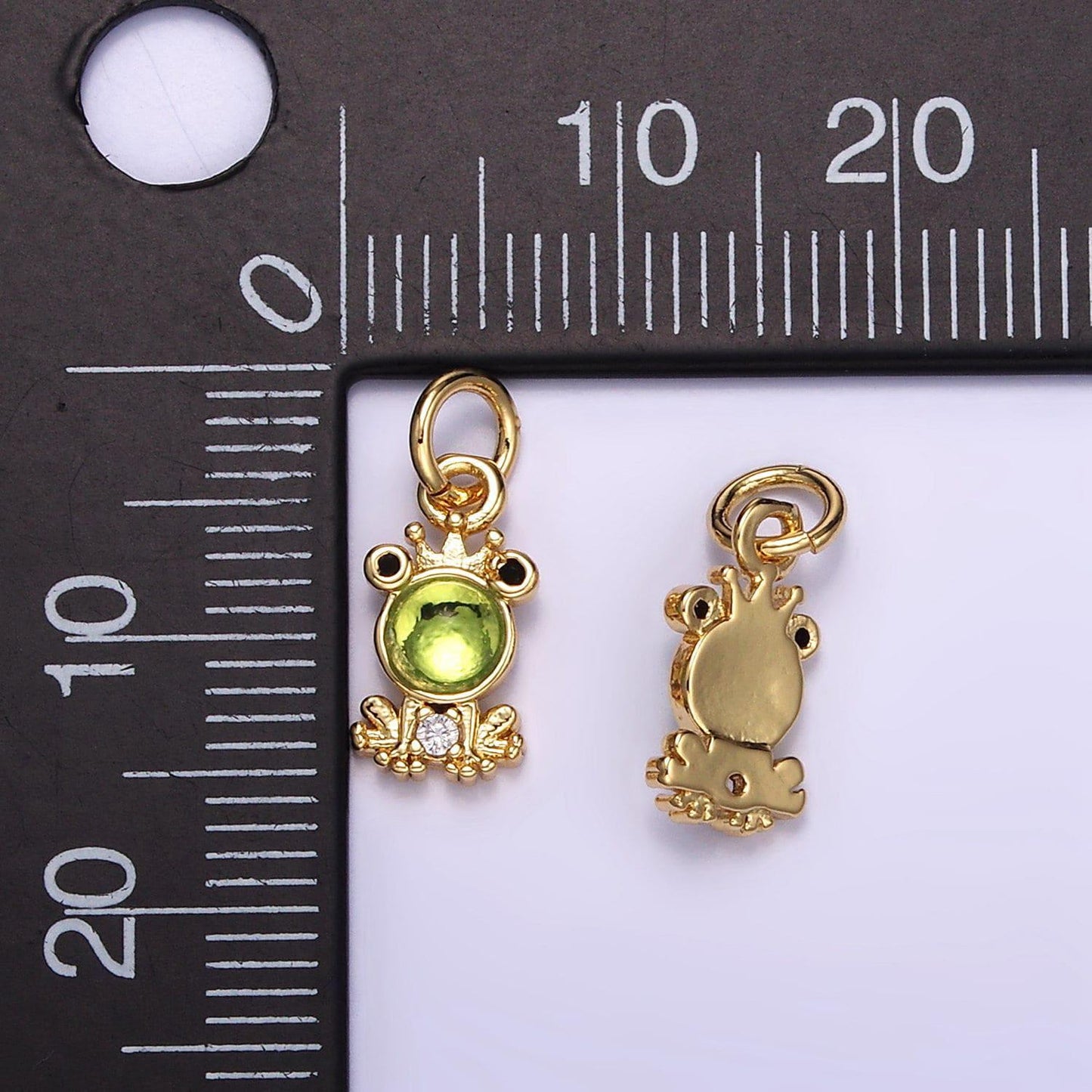 18k gold filled green micro pave cz cute frog pendant charm, micro pave cz pendant charm animal charm m125