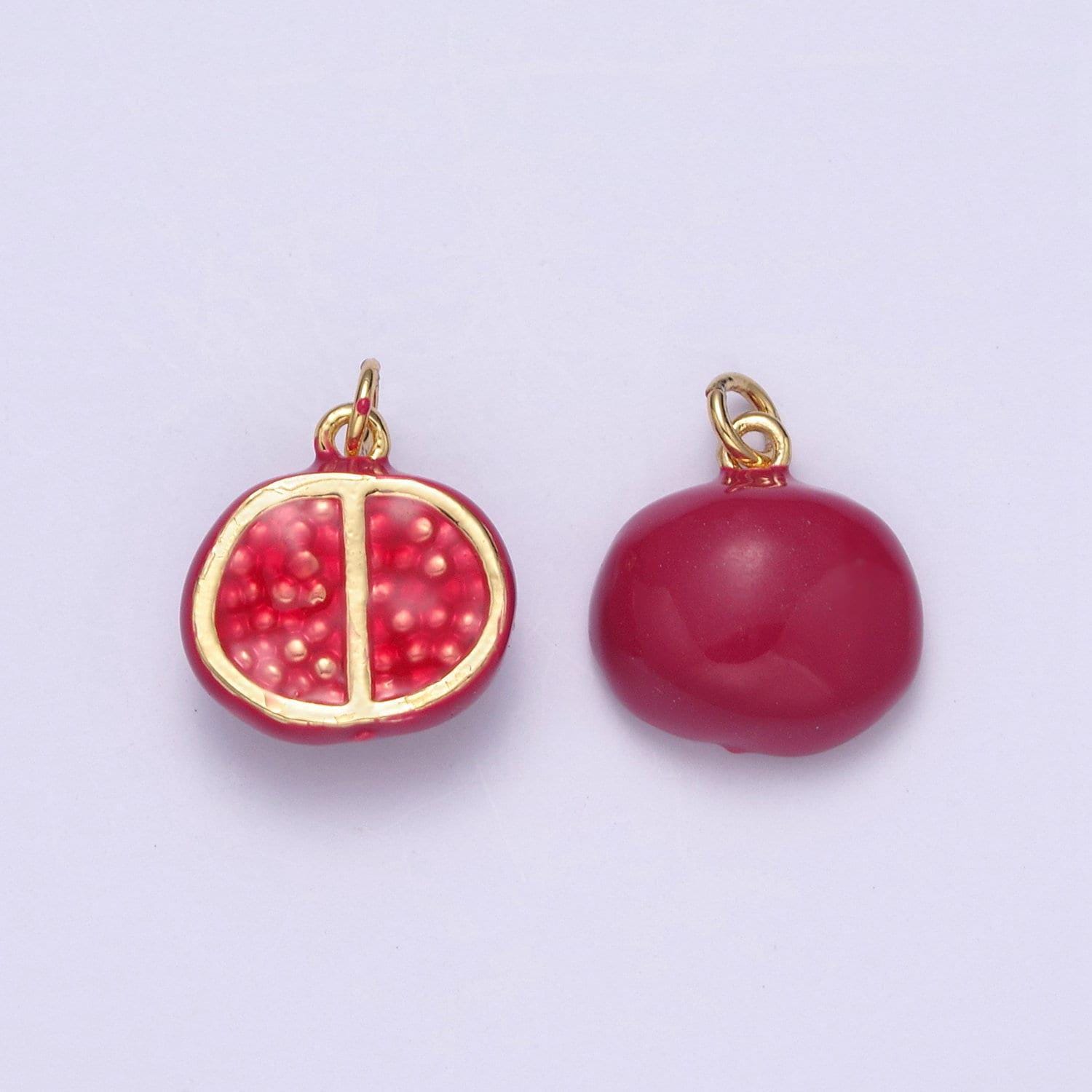 Dainty pomegranate charm micro purple fruit pendant | diy fashion jewelry add on necklace bracelet earring | n-725