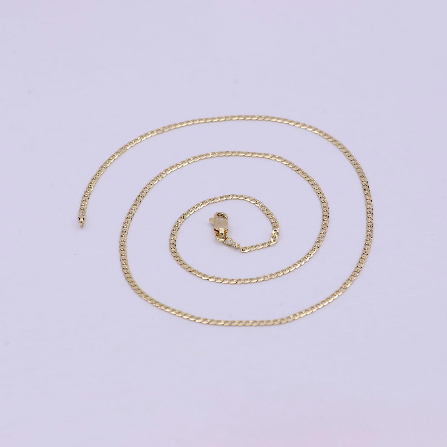Dainty 14k gold filled flat curb chain necklace 1.8mm finished chain 19.5 inch | wa-622
