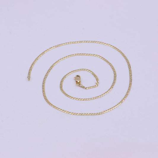 Dainty 14k gold filled flat curb chain necklace 1.8mm finished chain 19.5 inch | wa-622
