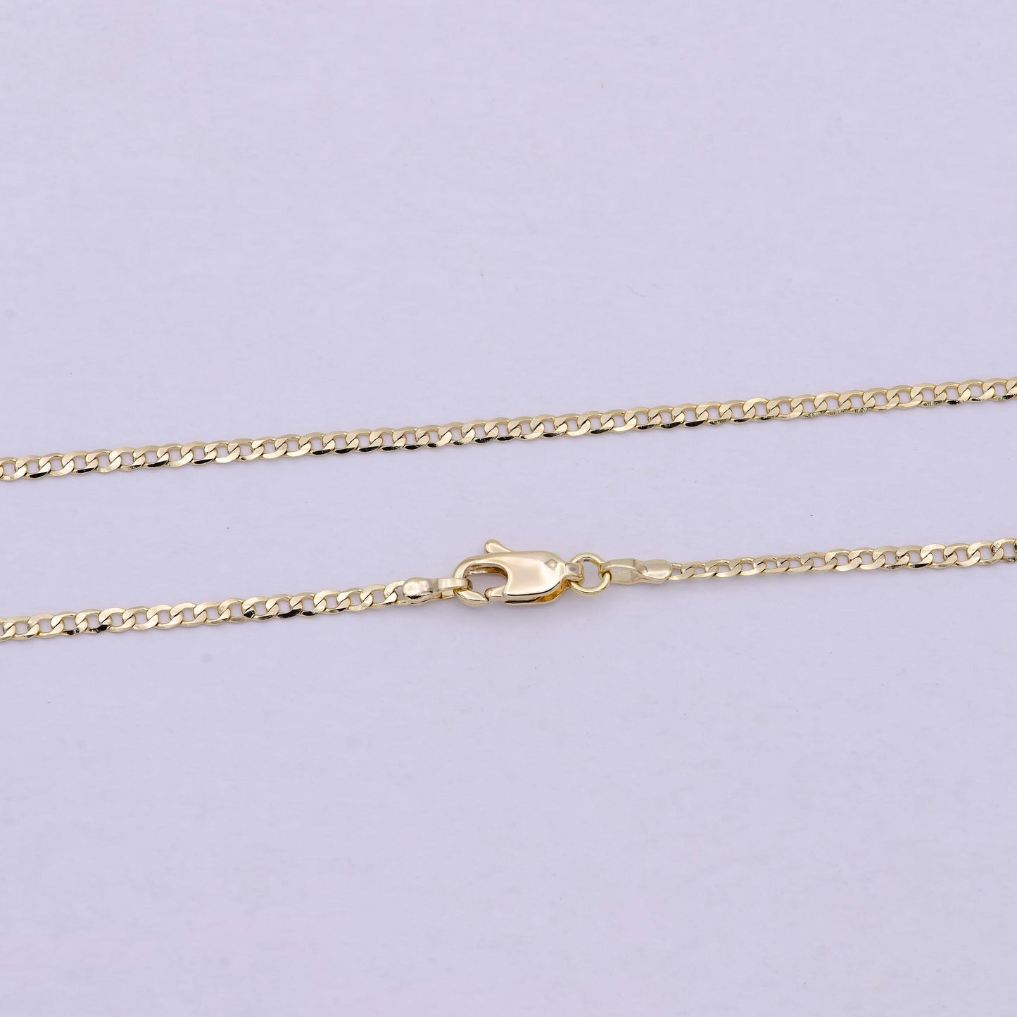 Dainty 14k gold filled flat curb chain necklace 1.8mm finished chain 19.5 inch | wa-622