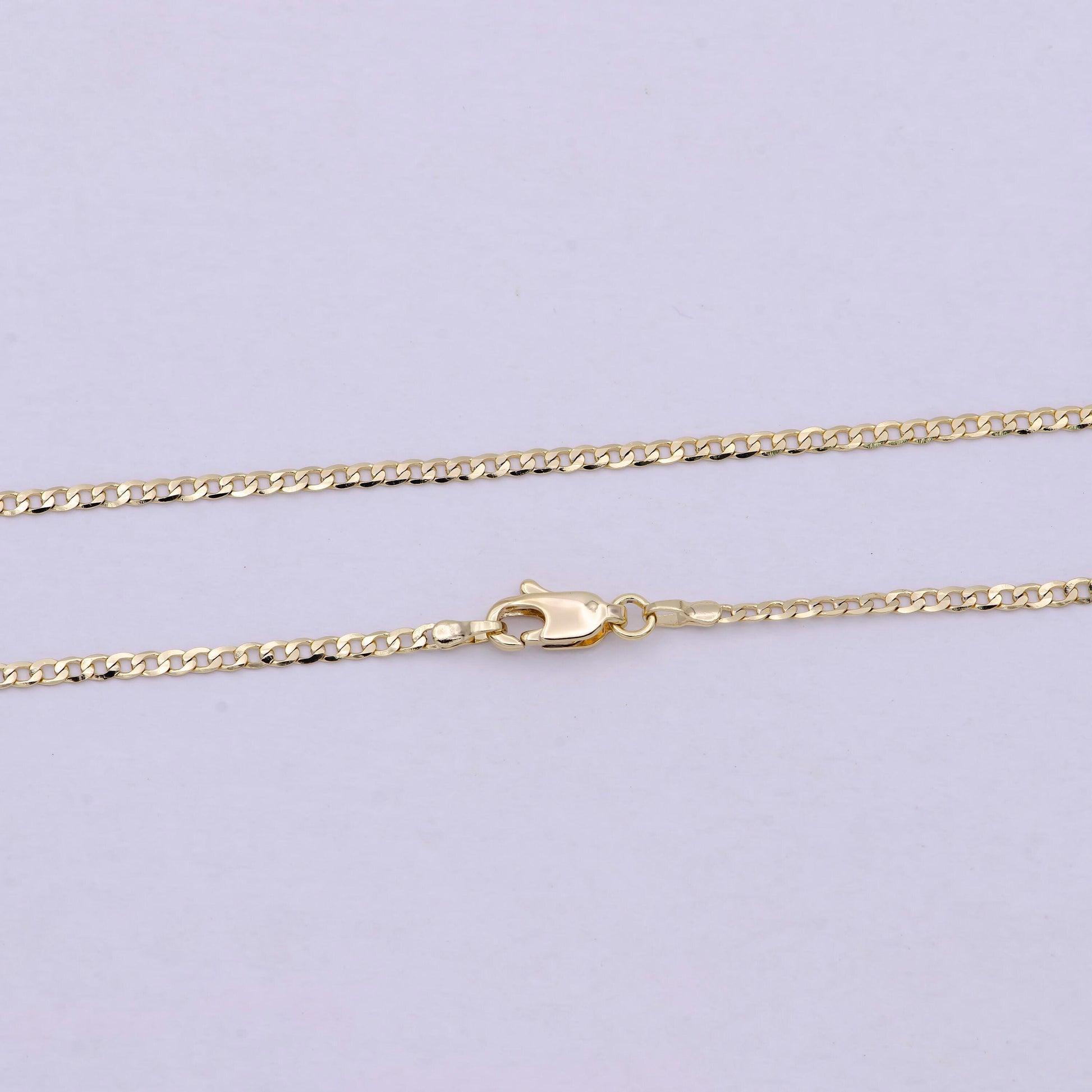 Dainty 14k gold filled flat curb chain necklace 1.8mm finished chain 19.5 inch | wa-622